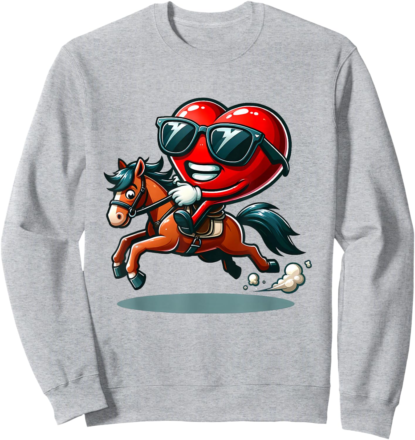 Funny Valentine Horse Riding Lover Horses Enthusiast Hearts Sweatshirt - Sweatshirt | Ash
