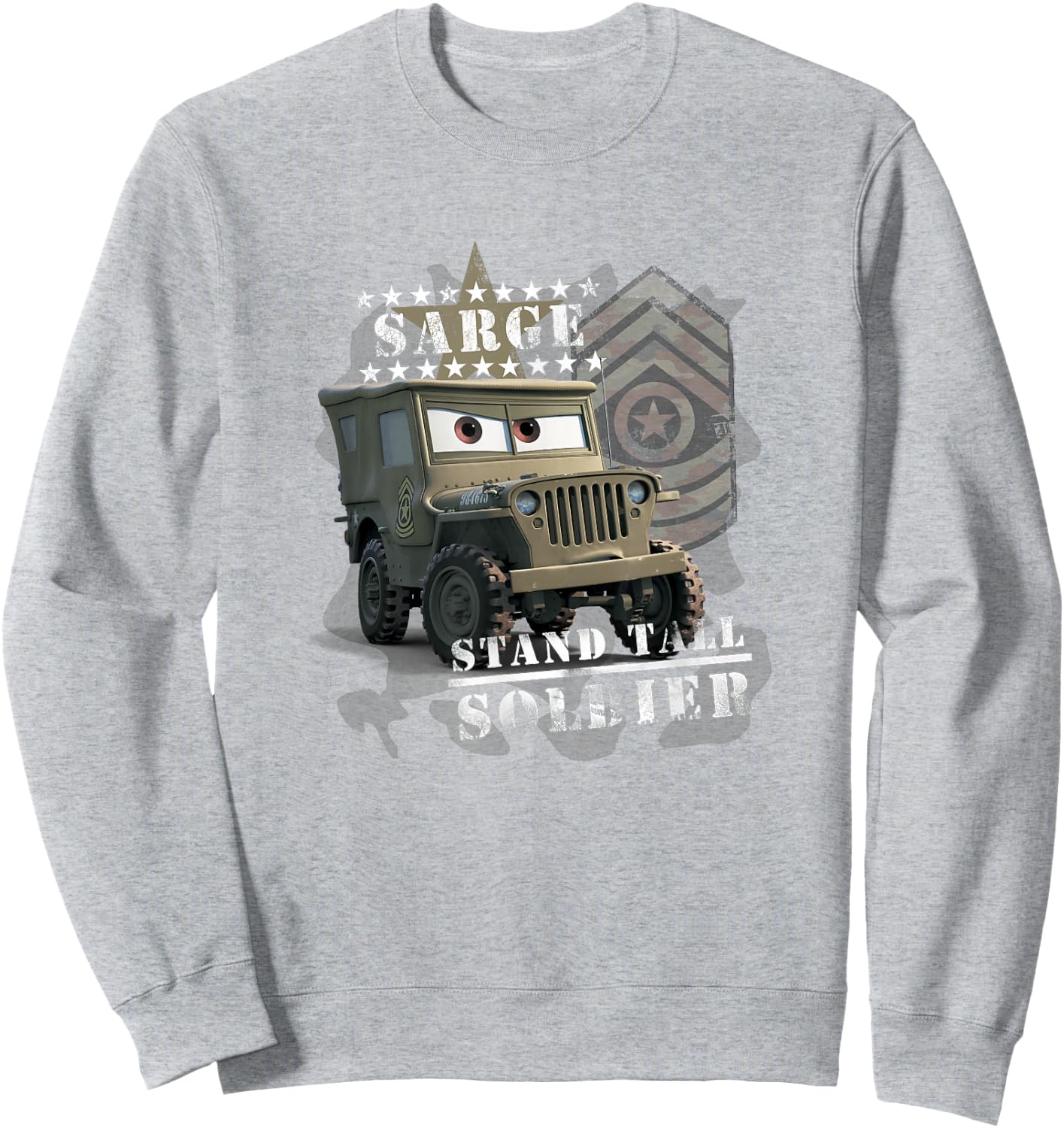 Disney Pixar Cars Sarge Stand Tall Soldier Vintage Shot Sweatshirt - Sweatshirt | Ash