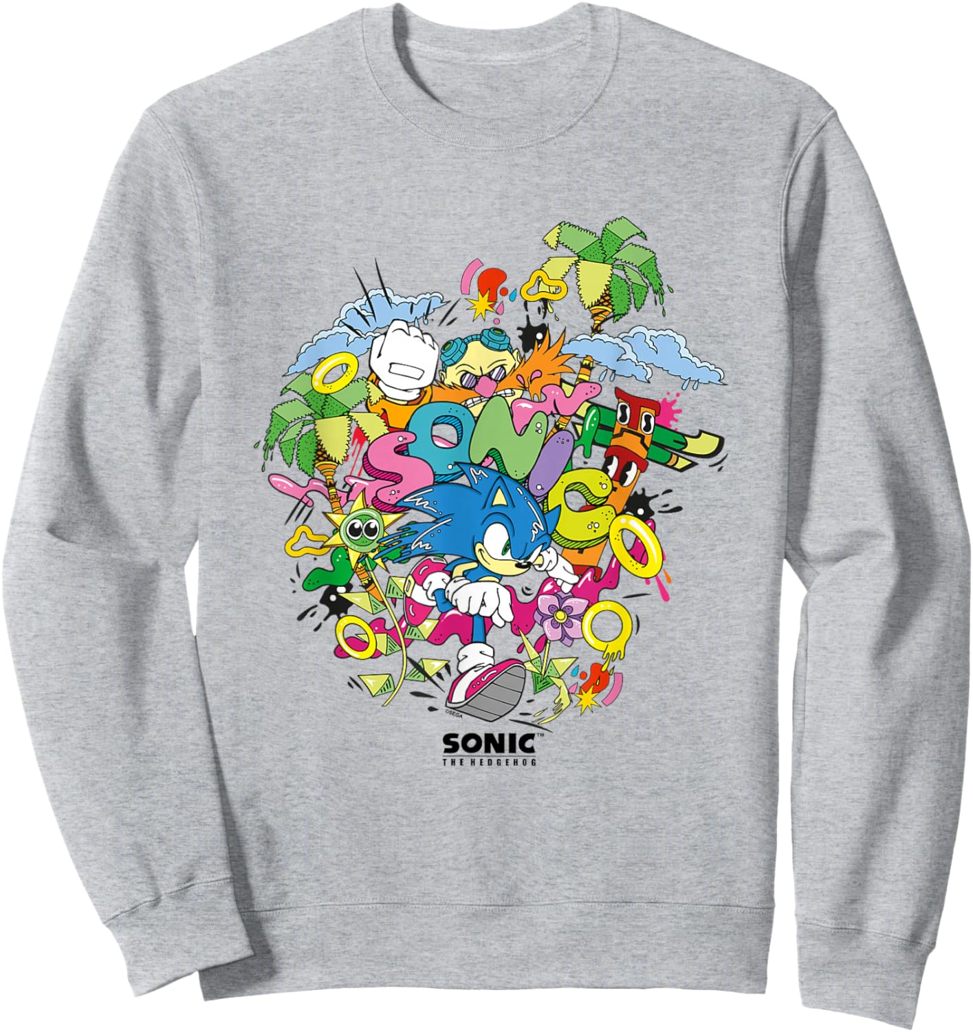 Sonic The Hedgehog Ruining Eggman's Plan Colorful Collage Sweatshirt - Sweatshirt | Ash
