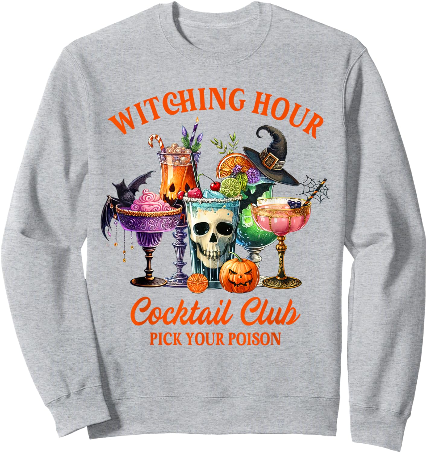 Halloween Vibes Witching Hour Cocktail Club Pick Your Poison Sweatshirt - Sweatshirt | Ash