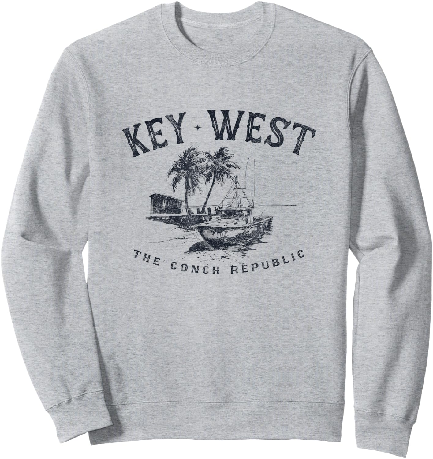 Key West Fishing Boat Conch Republic Tackle Gift Sweatshirt - Sweatshirt | Ash