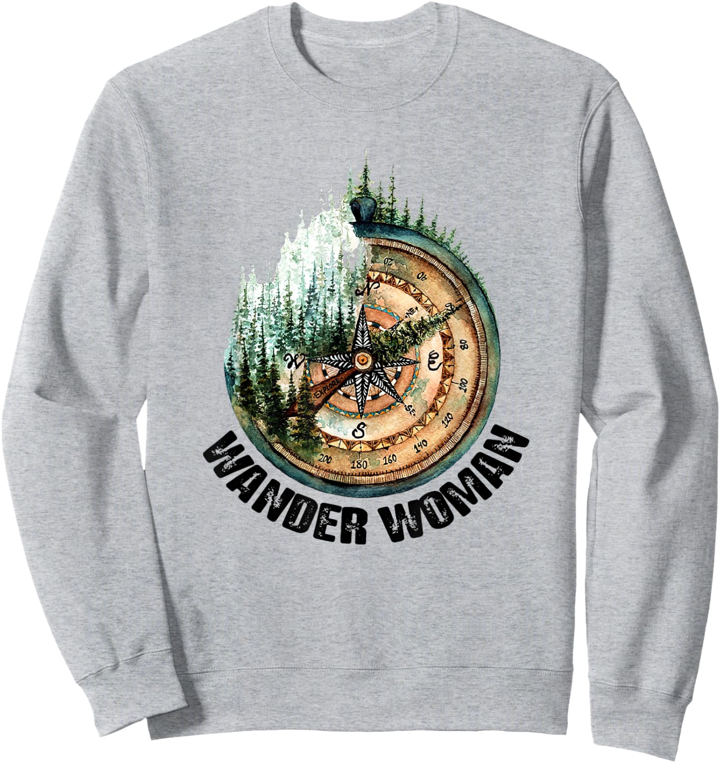 Wander Woman Exploring Go Outside Camping Hiking Lover Sweatshirt - Sweatshirt | Ash