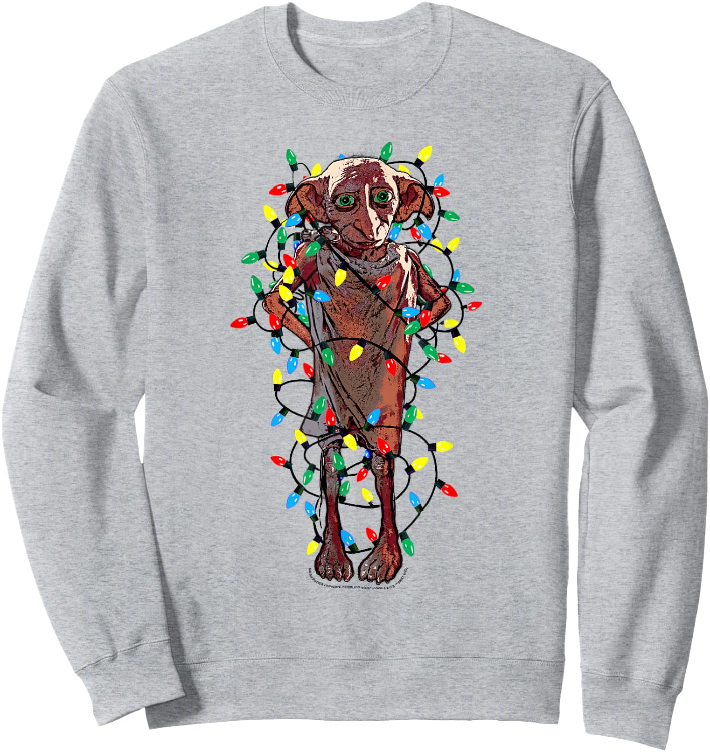 Harry Potter Christmas Dobby Christmas Lights Portrait Sweatshirt - Sweatshirt | Ash