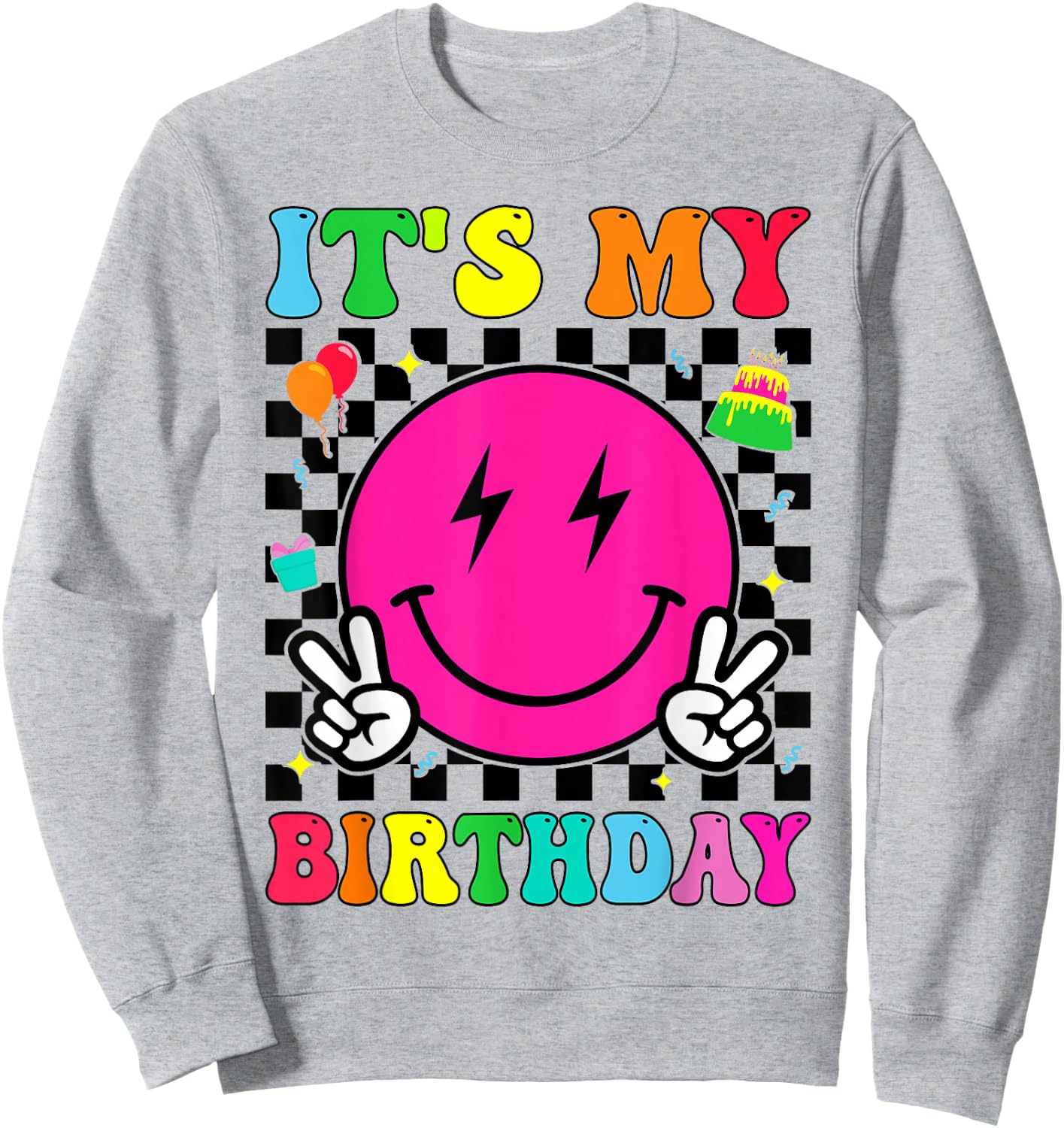 Retro Groovy It's My Birthday Men Women Boys Girls Kid Bday Sweatshirt - Sweatshirt | Ash