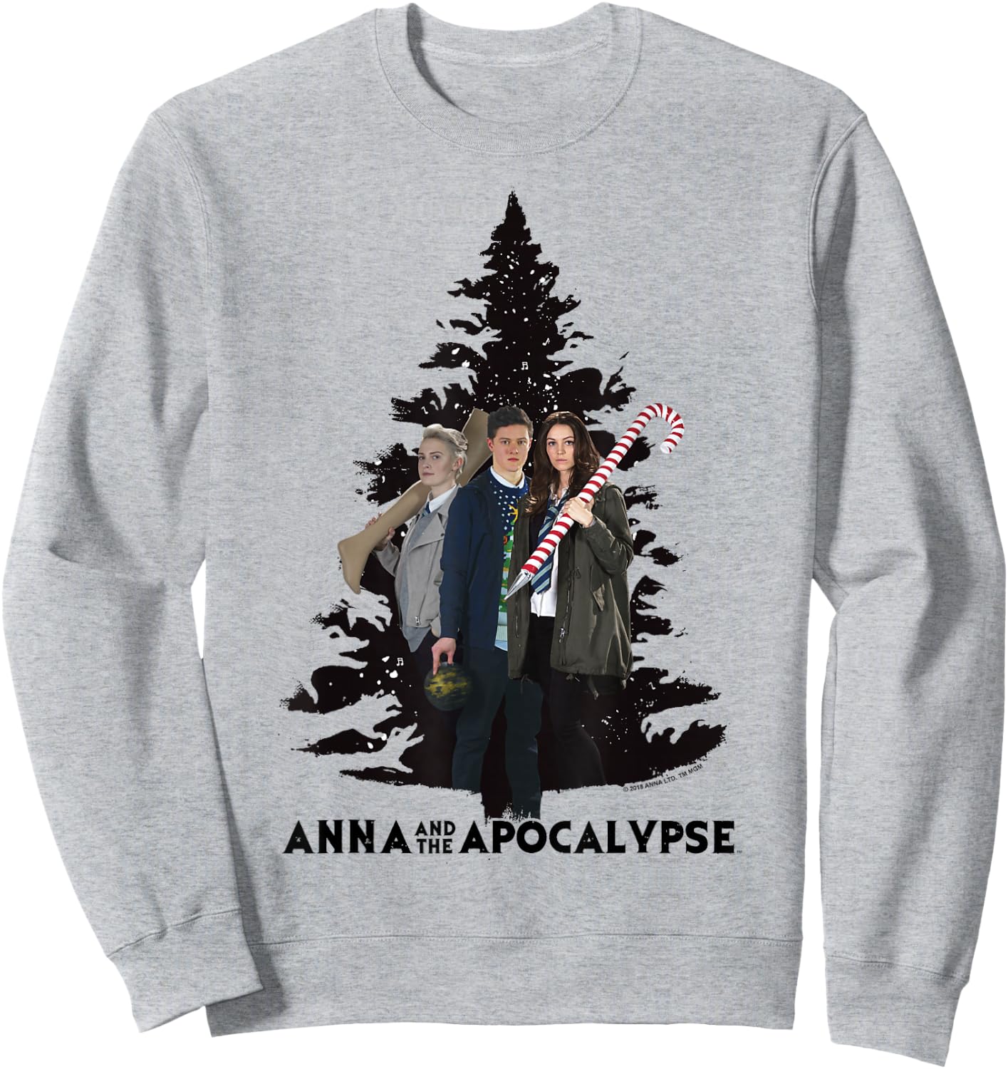 Anna and the Apocalypse Group Shot Zombie Christmas Tree Sweatshirt - Sweatshirt | Ash