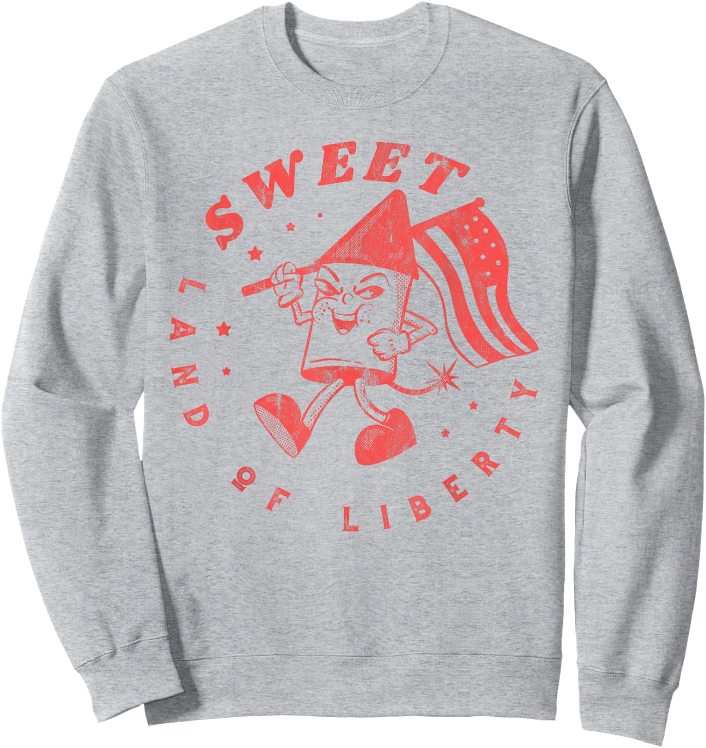 Fourth of July Sweet Land of Liberty Vintage Fireworks USA Sweatshirt - Sweatshirt | Ash