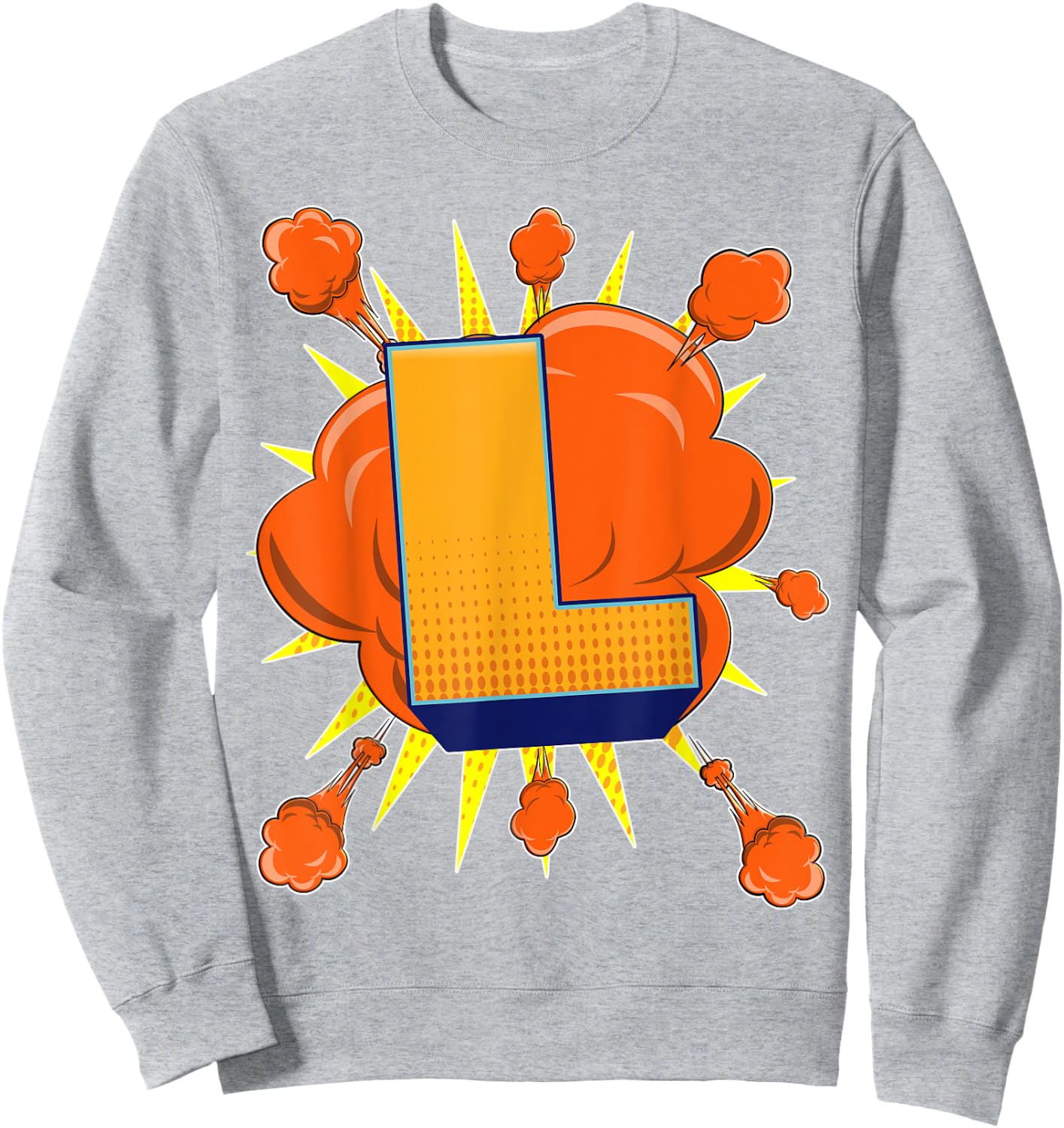 Letter L Initial Comic Book Vintage Matching Family Fun Gift Sweatshirt - Sweatshirt | Ash