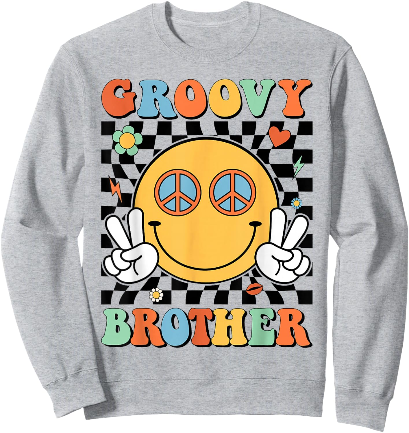 Groovy Brother Matching Family 70s 80s Retro Hippie Costume Sweatshirt - Sweatshirt | Ash