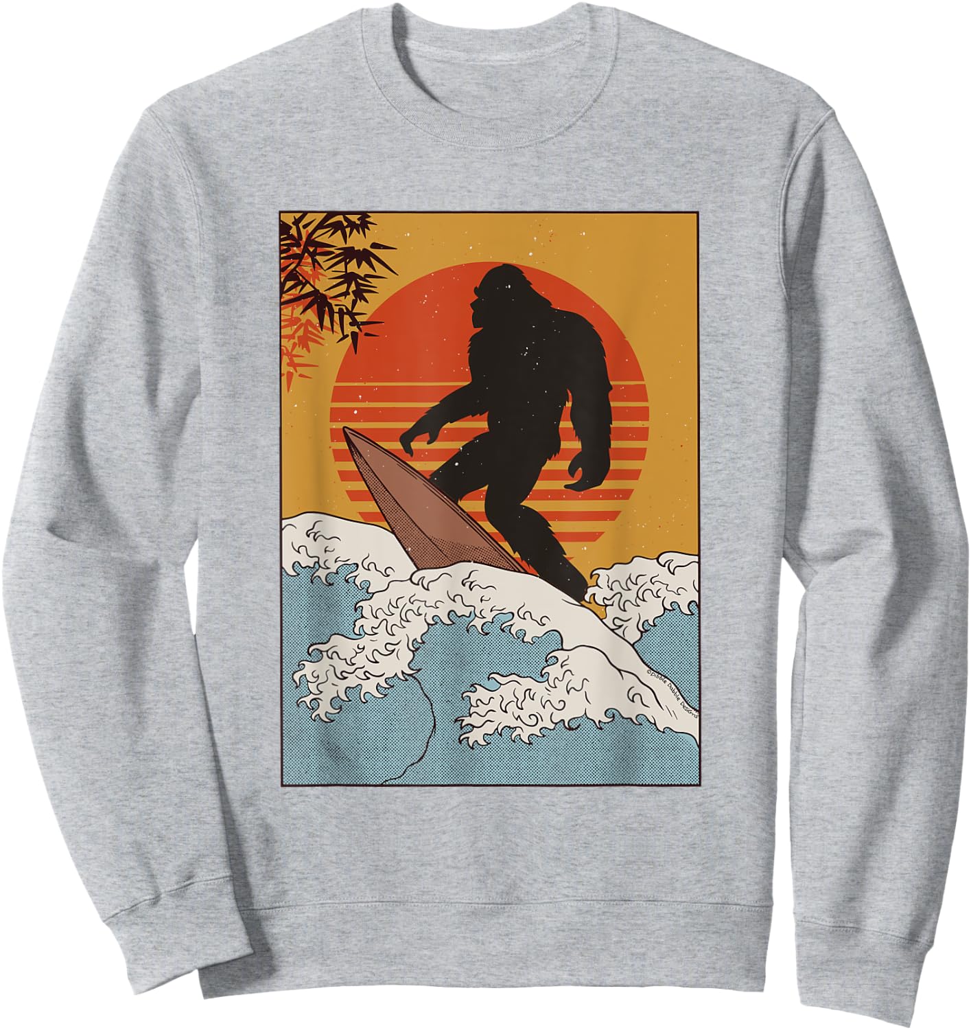 Japanese Vintage Kanagawa Art Great Wave - Surfing Bigfoot Sweatshirt - Sweatshirt | Ash