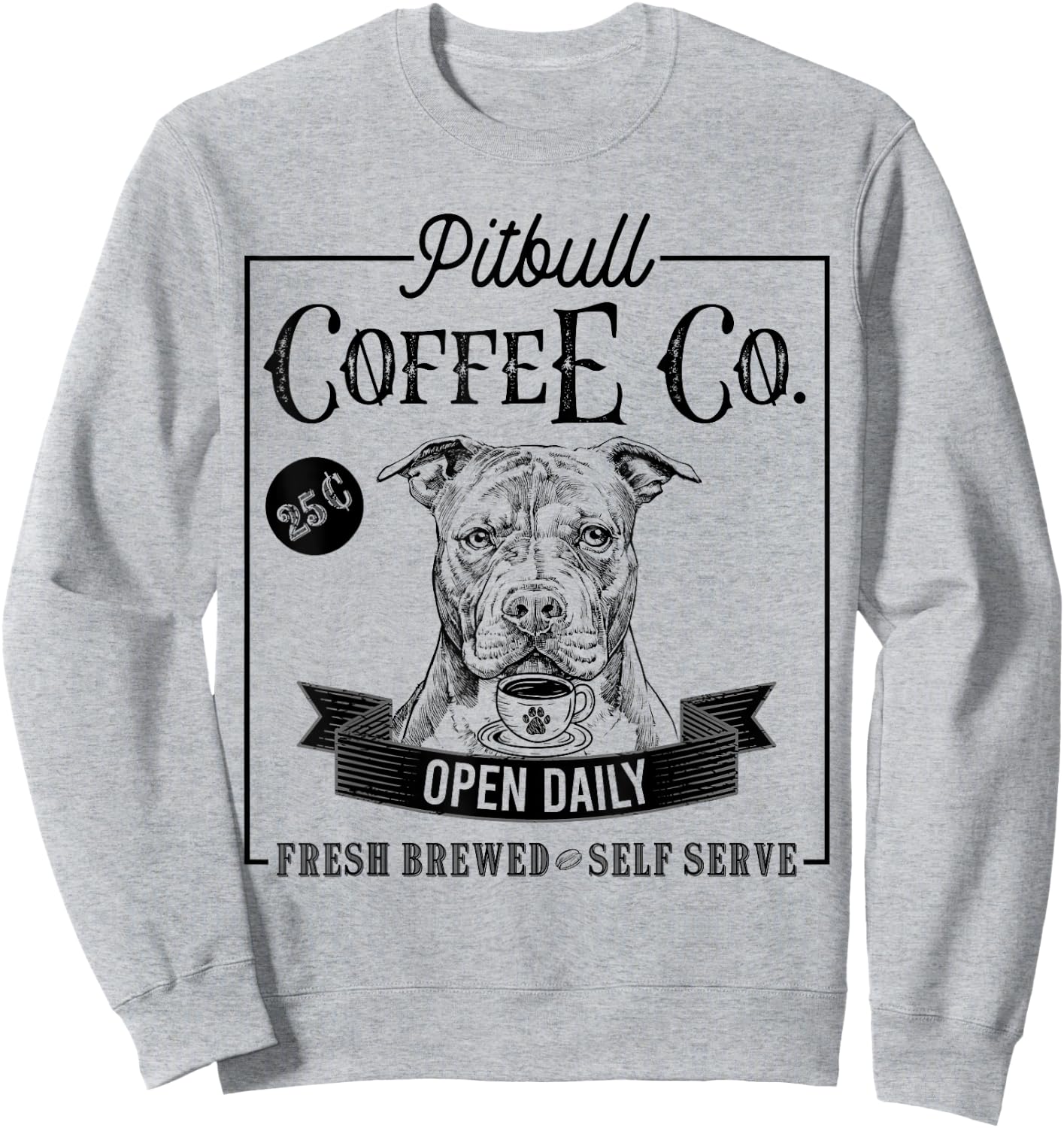 Retro Pit Bull Coffee Funny Dog Pittie Mom Coffee Lover Men Women Girls Kids Sweatshirt - Sweatshirt | Ash