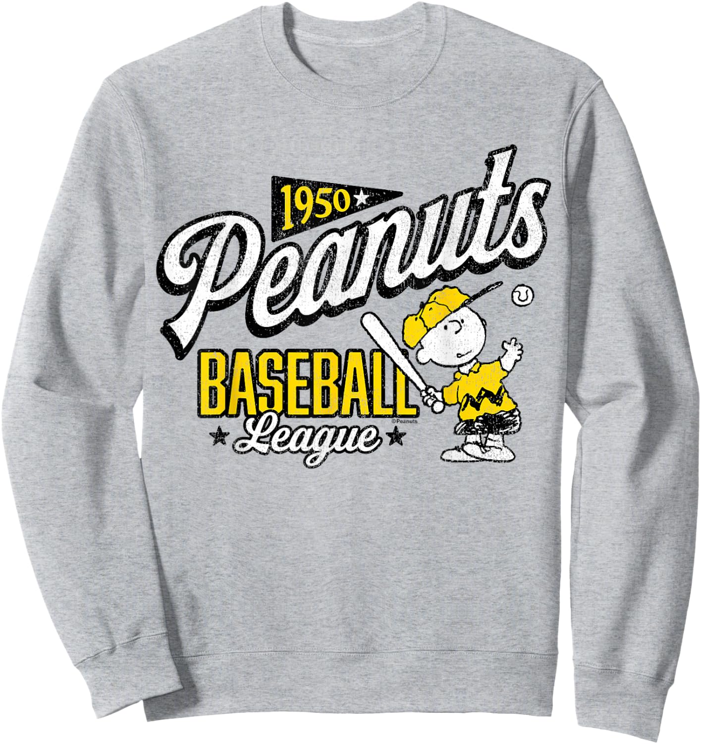 Peanuts - Charlie Brown Baseball League 1950 Sweatshirt - Sweatshirt | Ash