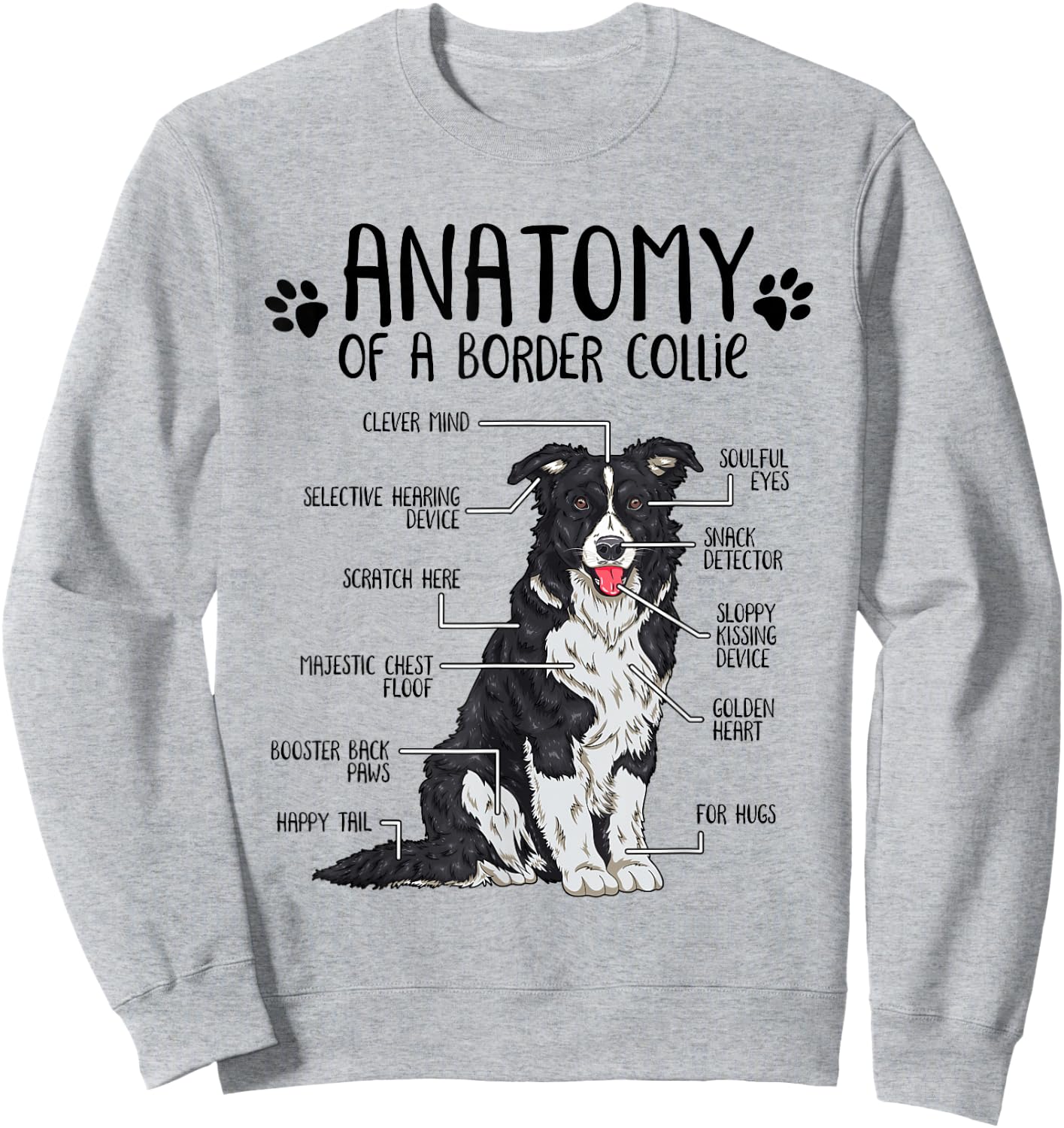 Funny Anatomy Border Collie Dog Lover Border Collie Owner Sweatshirt - Sweatshirt | Ash