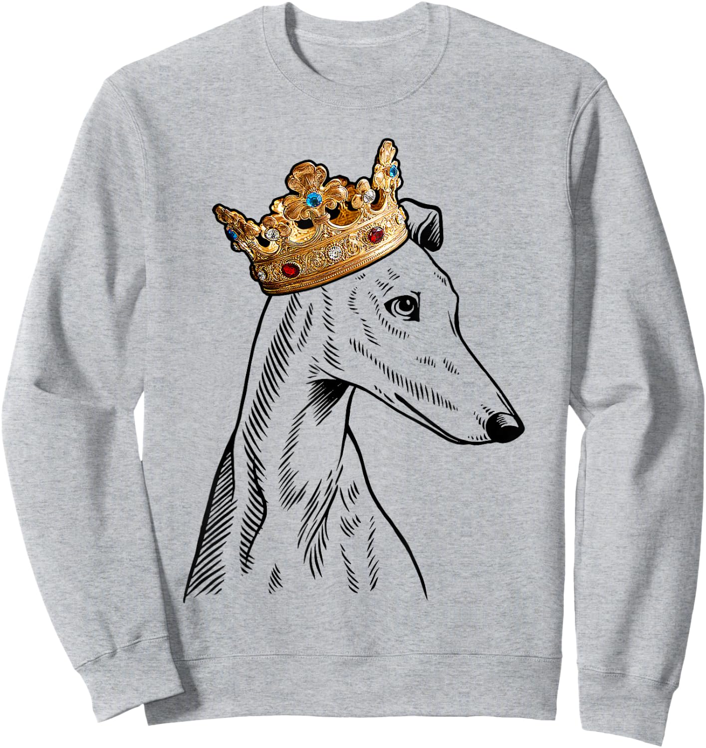 Greyhound Dog Wearing Crown Sweatshirt - Sweatshirt | Ash