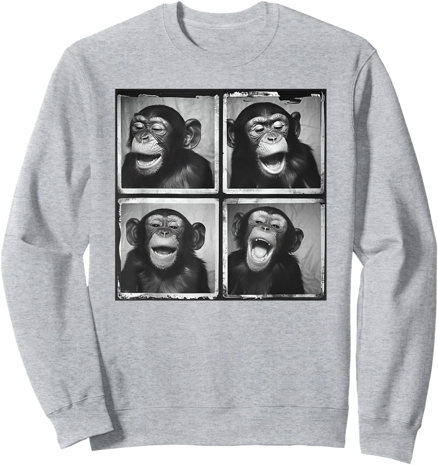 Laughing Chimpanzee Face Portrait Quirky Funny Zoo Animal Sweatshirt - Sweatshirt | Ash
