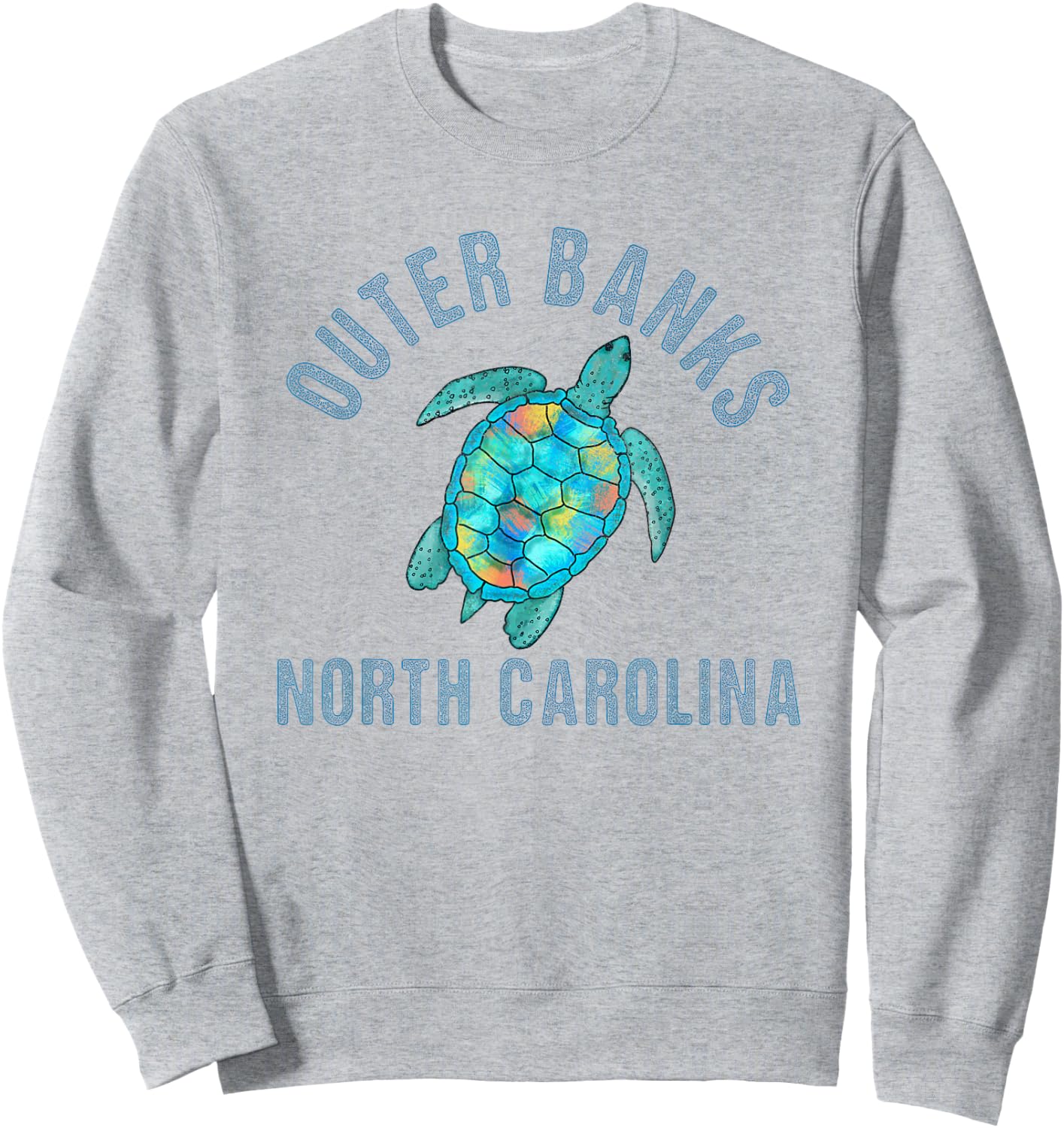 Outer Banks, NC Beach Design/Sea Turtle Illustration Gift Sweatshirt - Sweatshirt | Ash