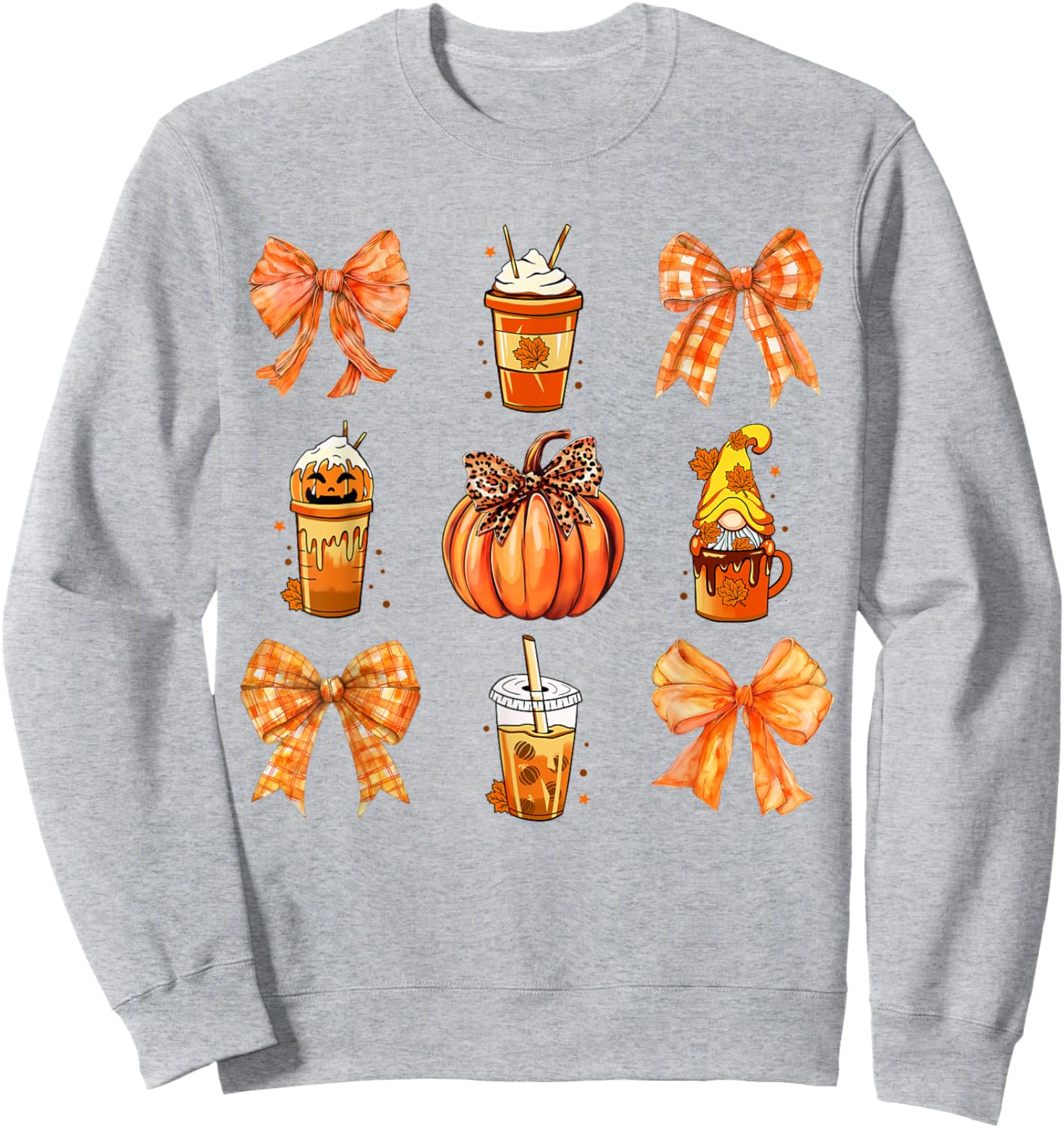 Fall Coffee Pumpkin Spice Latte Iced Bow Autumn Coffee Sweatshirt - Sweatshirt | Ash