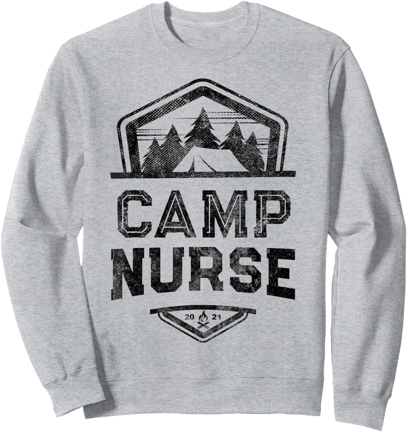 Vintage CAMP NURSE Medical Staff Campground Crew Orange Sweatshirt - Sweatshirt | Ash