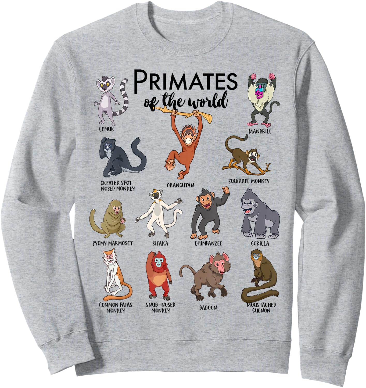 Different monkeys - types of primates Sweatshirt - Sweatshirt | Ash