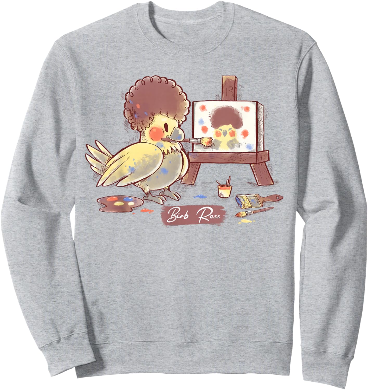 Birb Ross Meme - Yellow Cockatiel Artist Bird Sweatshirt - Sweatshirt | Ash