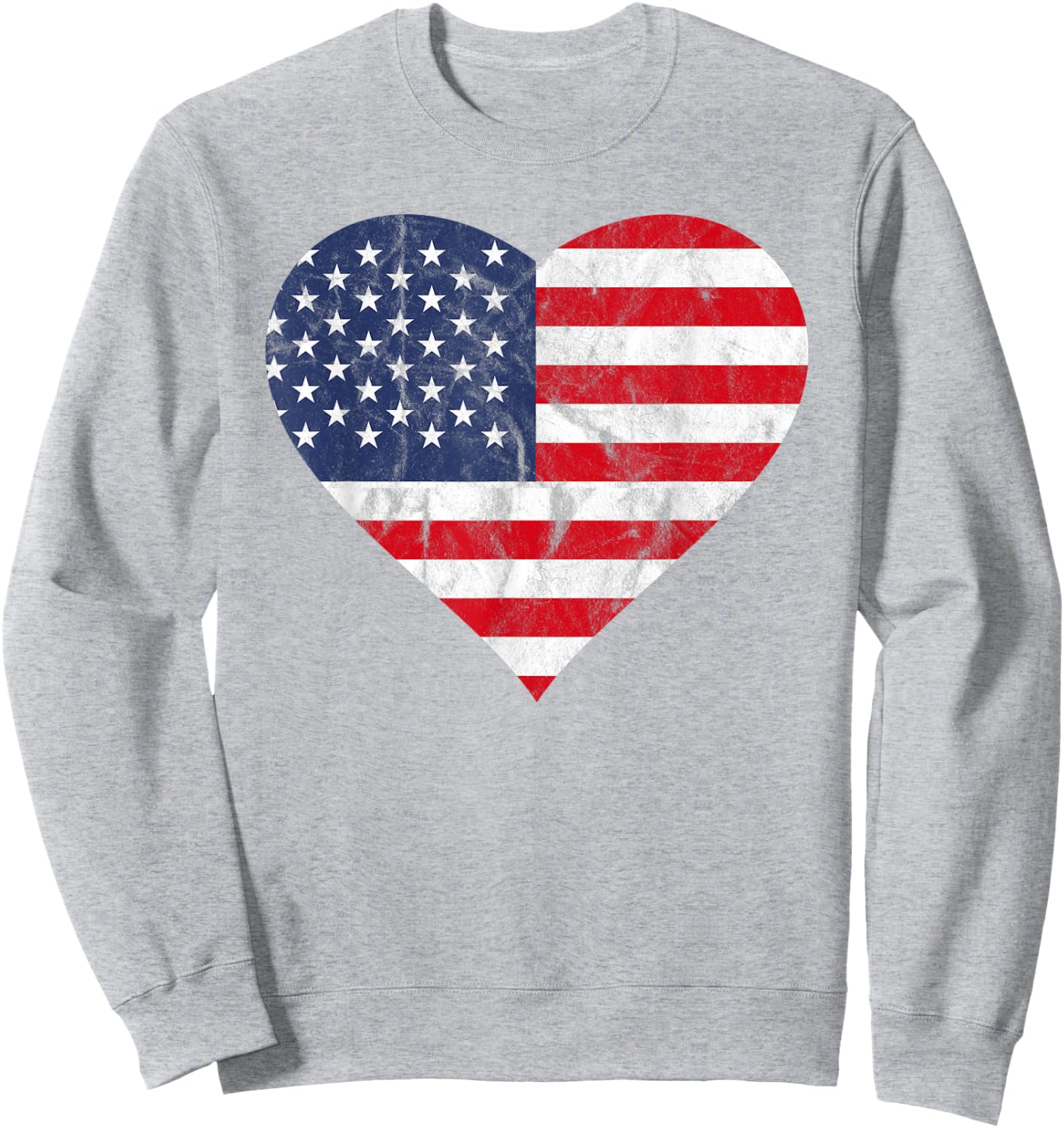 Fourth Of July American Flag Vintage Heart Cute Independence Women Kids Men Sweatshirt - Sweatshirt | Ash