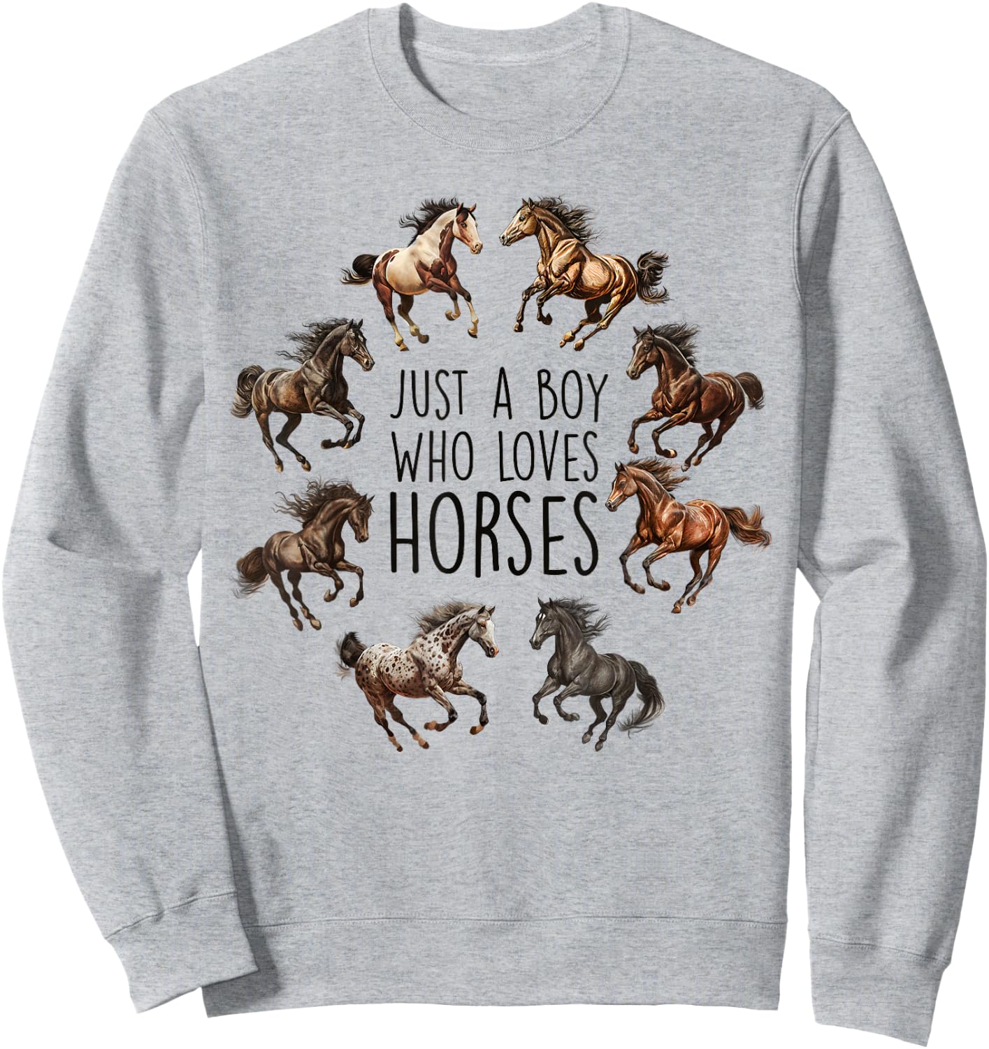 Just A Boy Who Loves Horses, Horse Breeds, Horseback Riding Sweatshirt - Sweatshirt | Ash