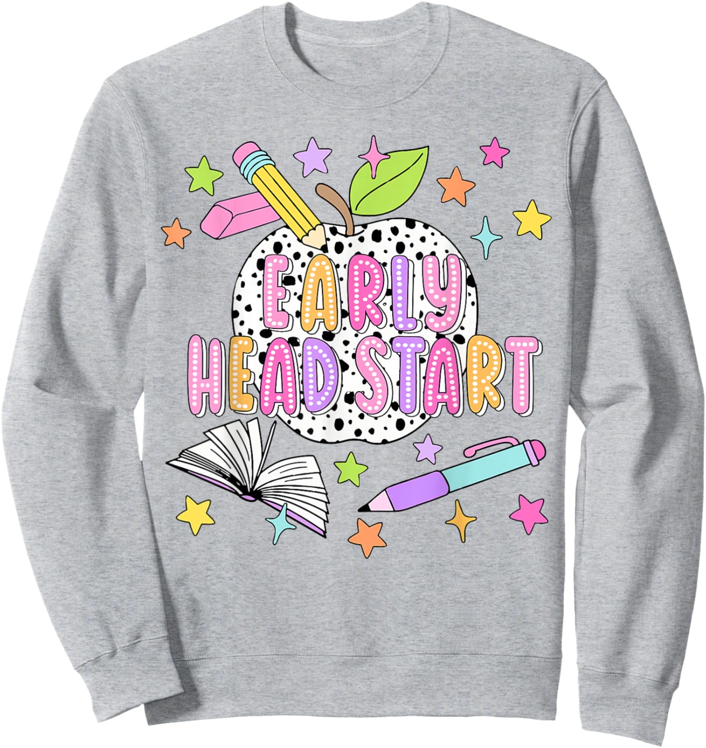 Dalmatian Dots Early Head Start Back To School Teacher Kids Sweatshirt - Sweatshirt | Ash