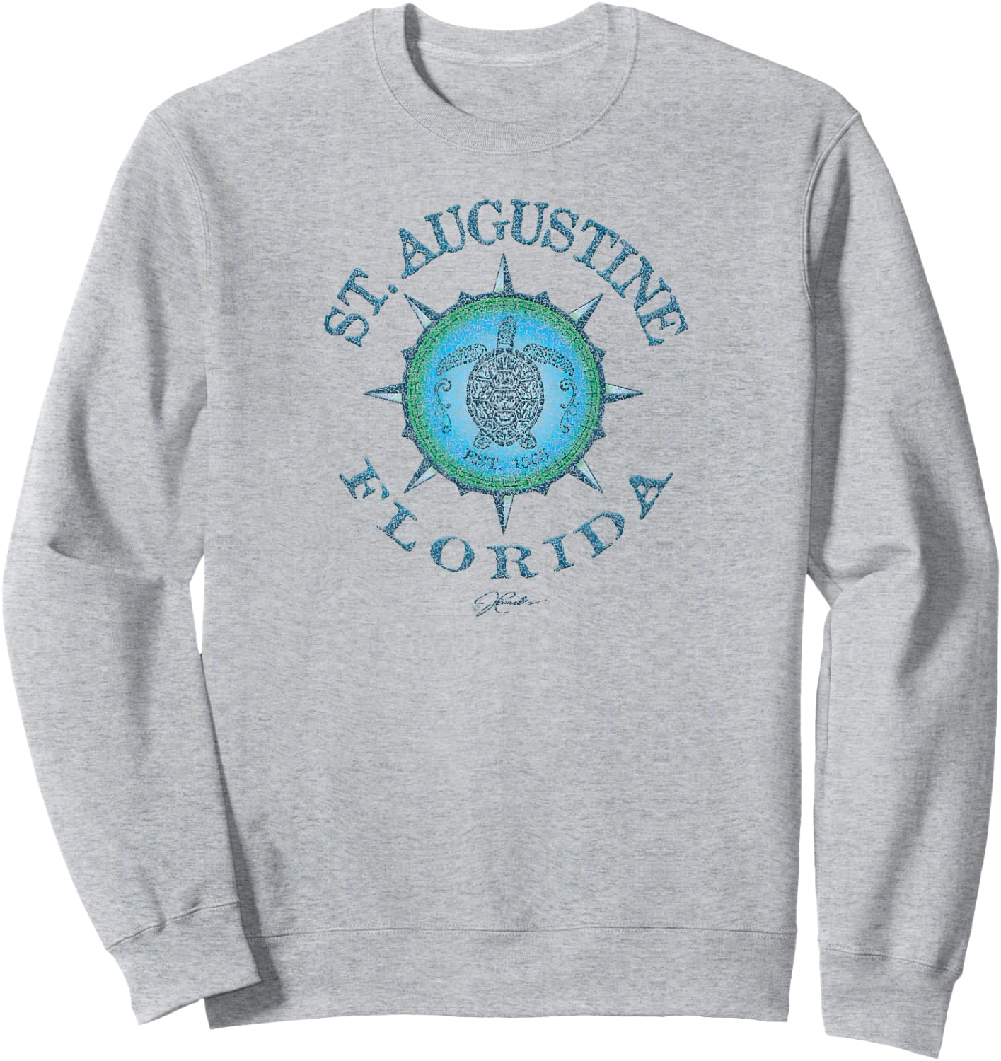 JCombs: St. Augustine, FL, Sea Turtle on Windrose Sweatshirt - Sweatshirt | Ash