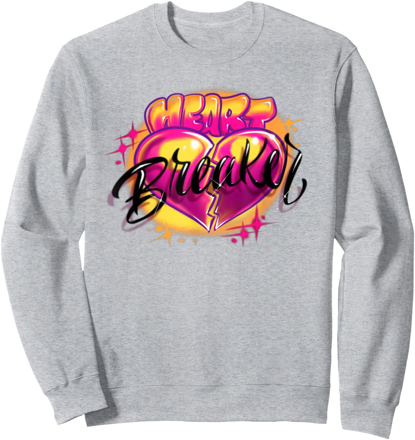 Classic Airbrush Style Illustration Pink Swirls, Heart Sweatshirt - Sweatshirt | Ash