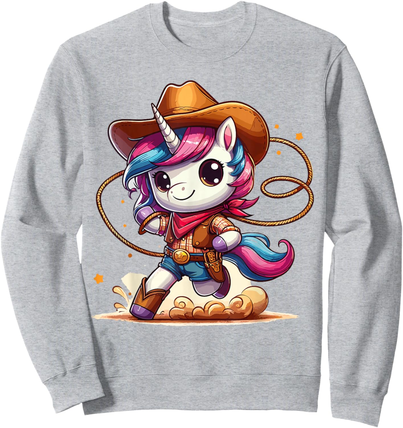 Western Rodeo Cowboy Hat Unicorn Texas Animals Sweatshirt - Sweatshirt | Ash