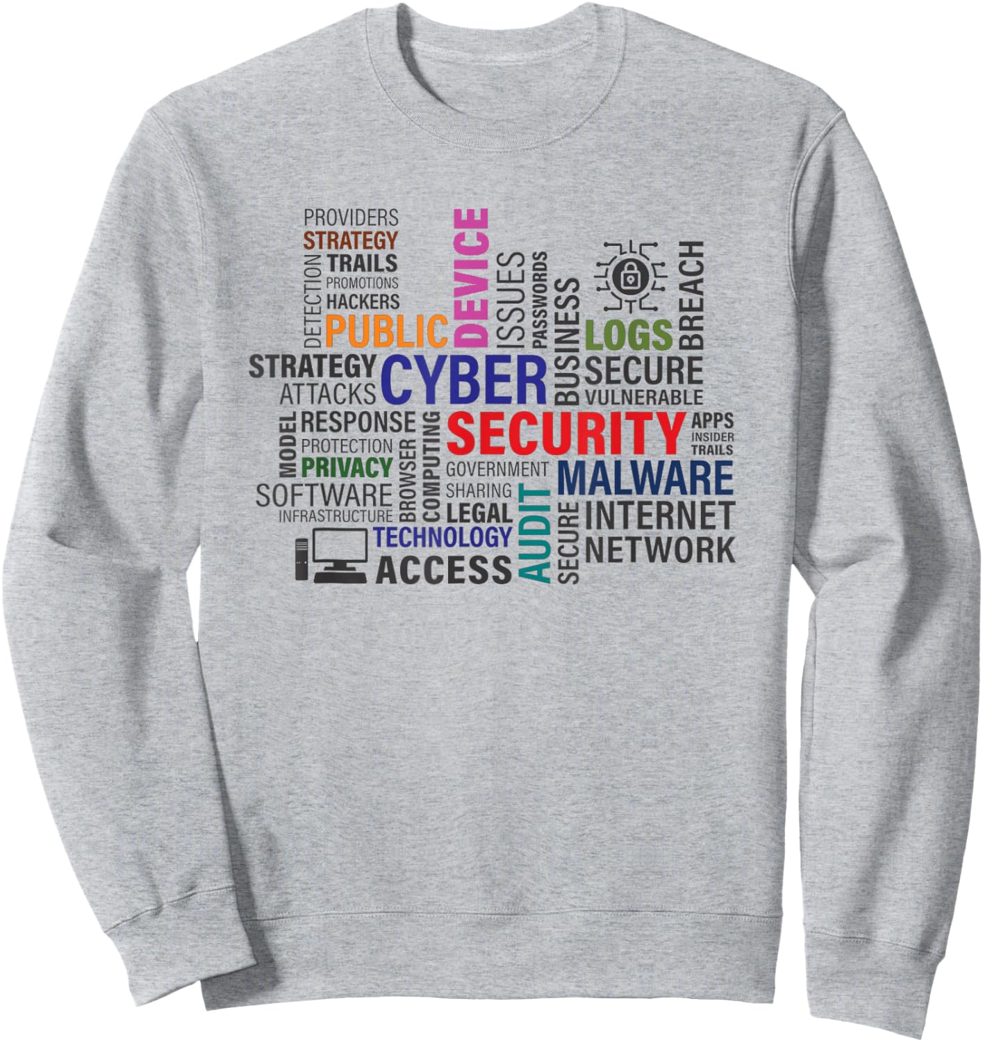 Funny Hackers Cybersecurity Terms Sweatshirt - Sweatshirt | Ash