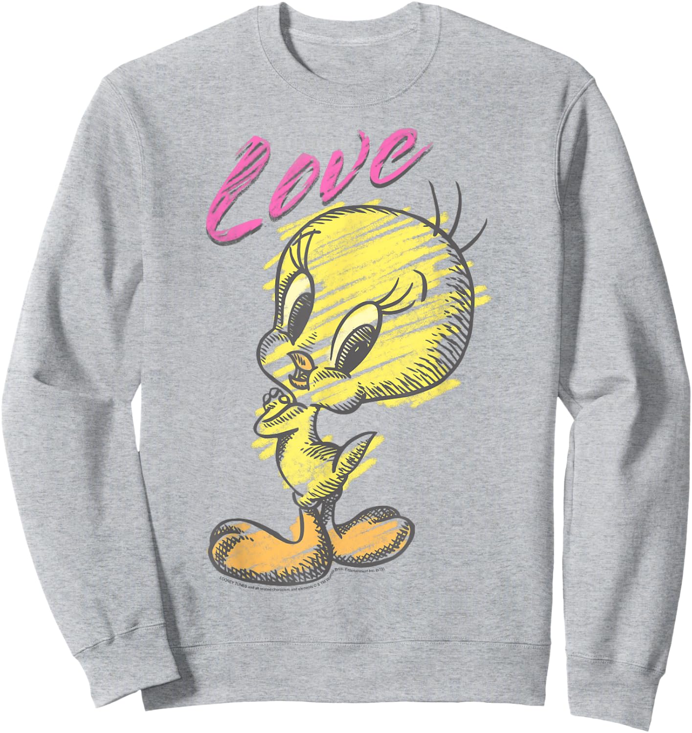Looney Tunes Tweety Bird Love Sketch Sweatshirt - Sweatshirt | Ash