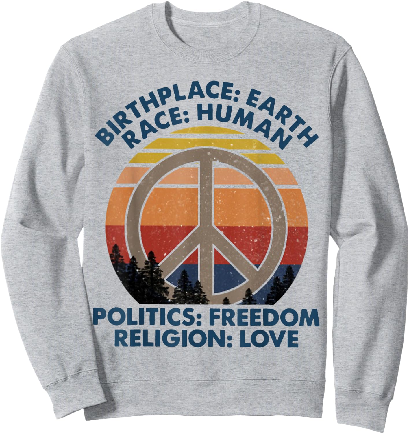 Birthplace Earth Race Human Politics Freedom Religion Love Sweatshirt - Sweatshirt | Ash