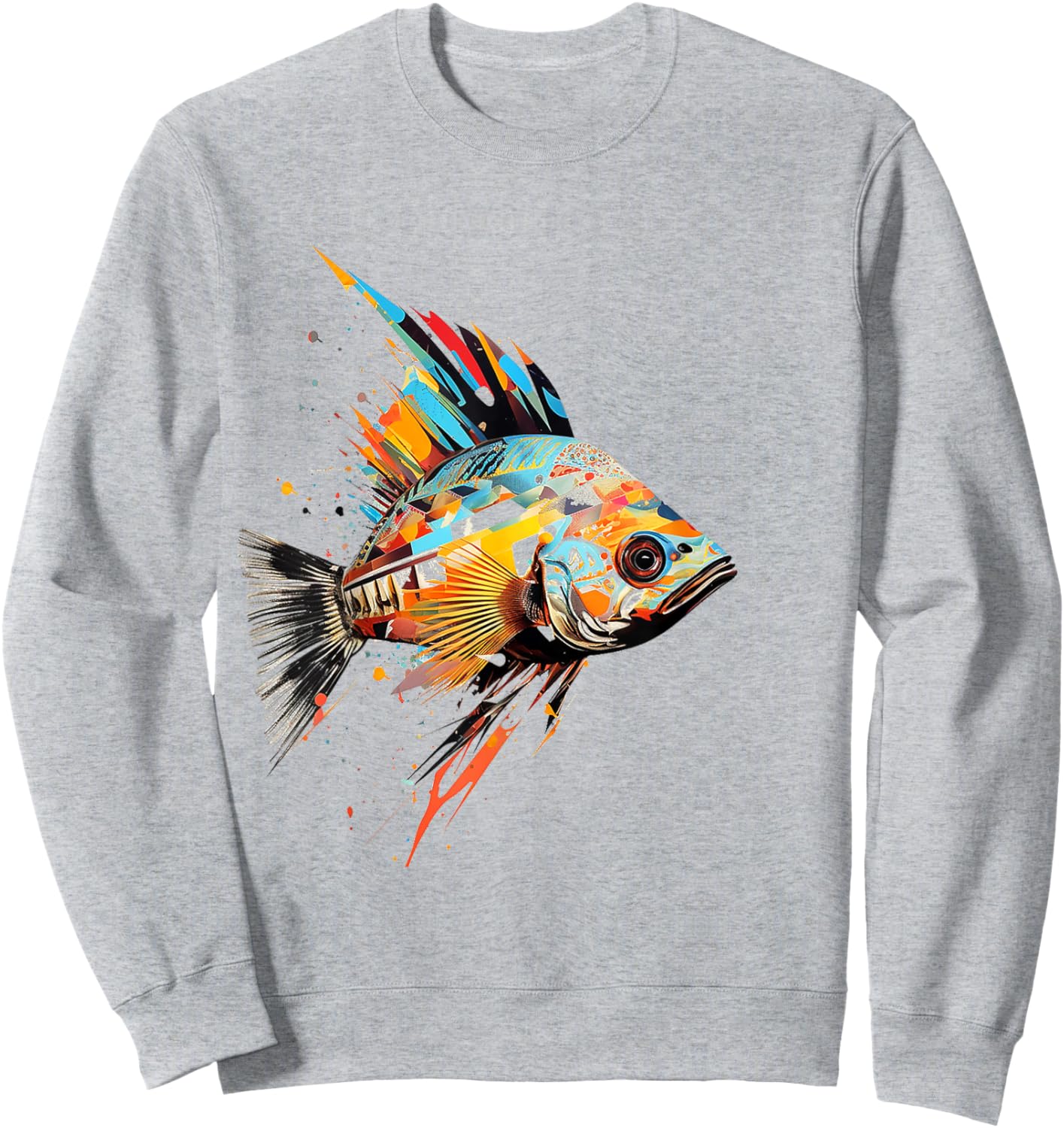 Fish Animal Abstract Zoo Colorful Art Painting Fish Sweatshirt - Sweatshirt | Ash
