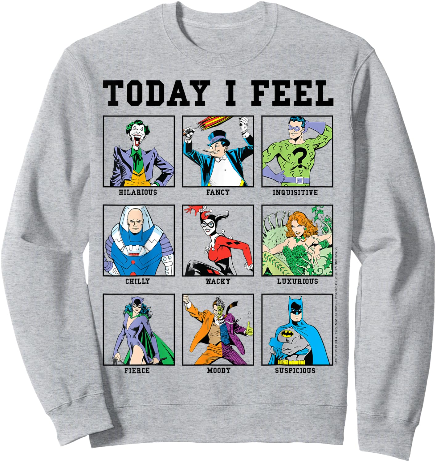 DC Comics Batman Villains Today I Feel Emotional Box Up Small Sweatshirt - Sweatshirt | Ash