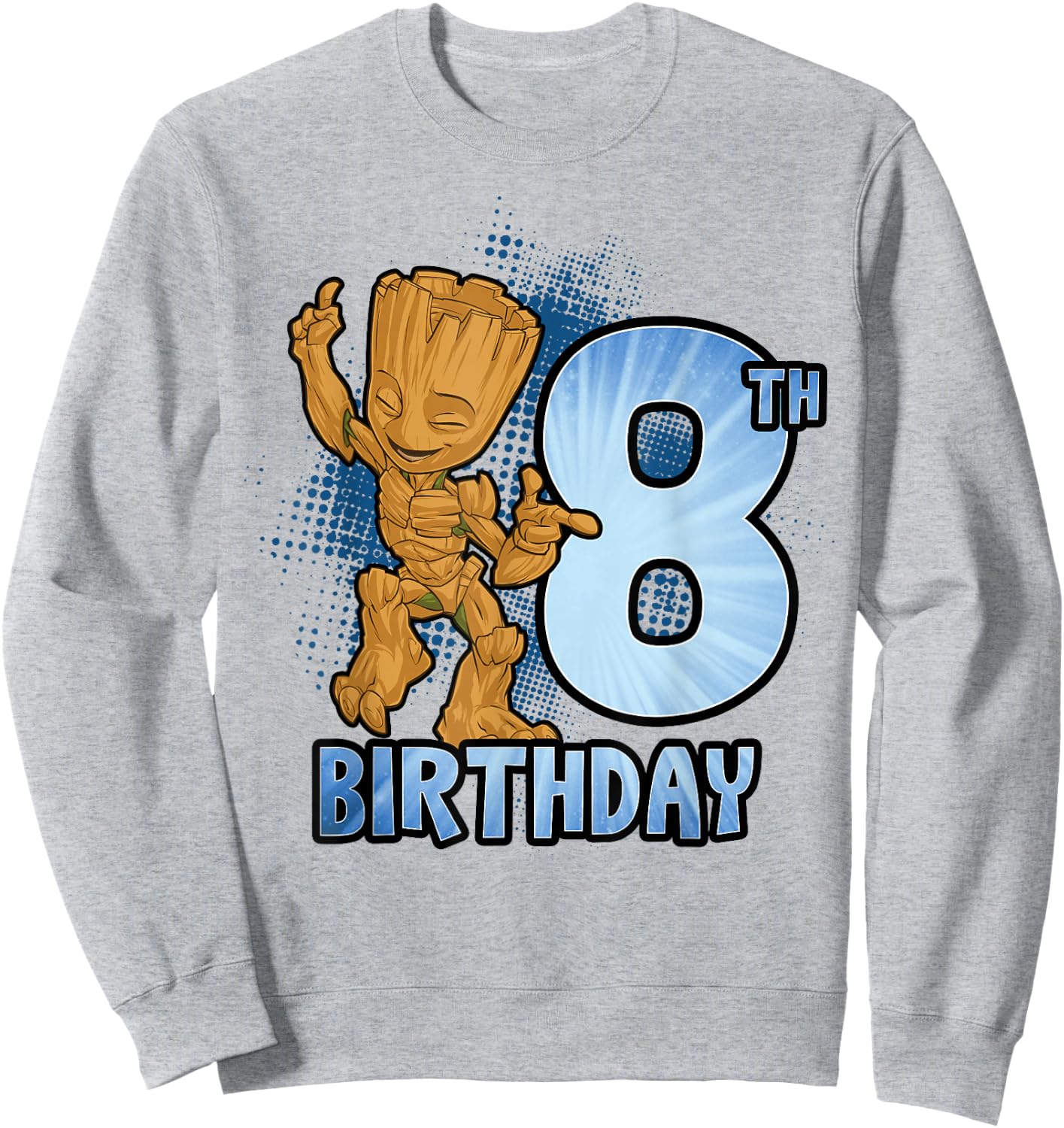 Marvel Guardians of The Galaxy Baby Groot 8th Birthday Sweatshirt - Sweatshirt | Ash
