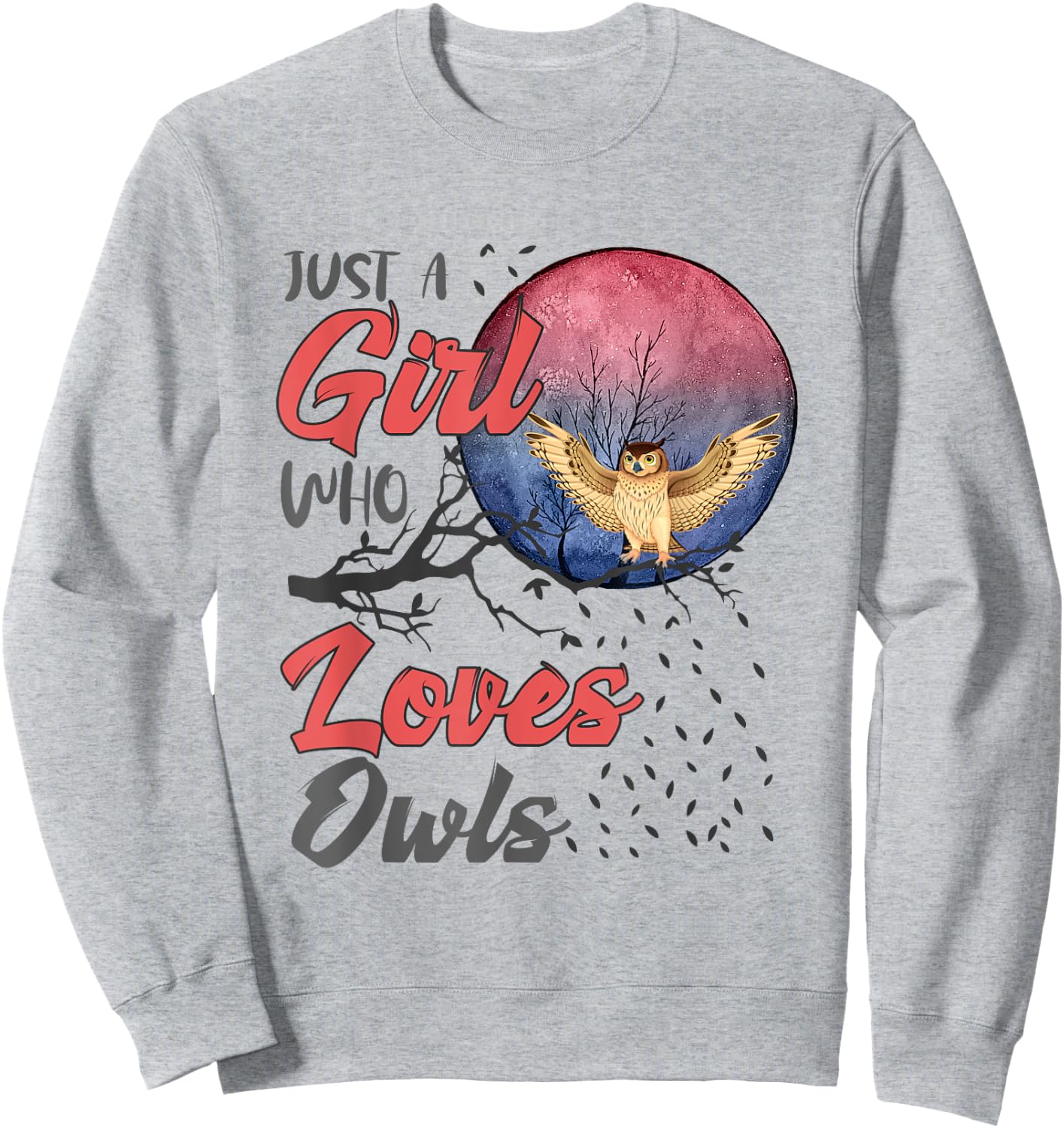 Cute Just a Girl Who Loves Owls Girls Women Bird Watchers Sweatshirt - Sweatshirt | Ash
