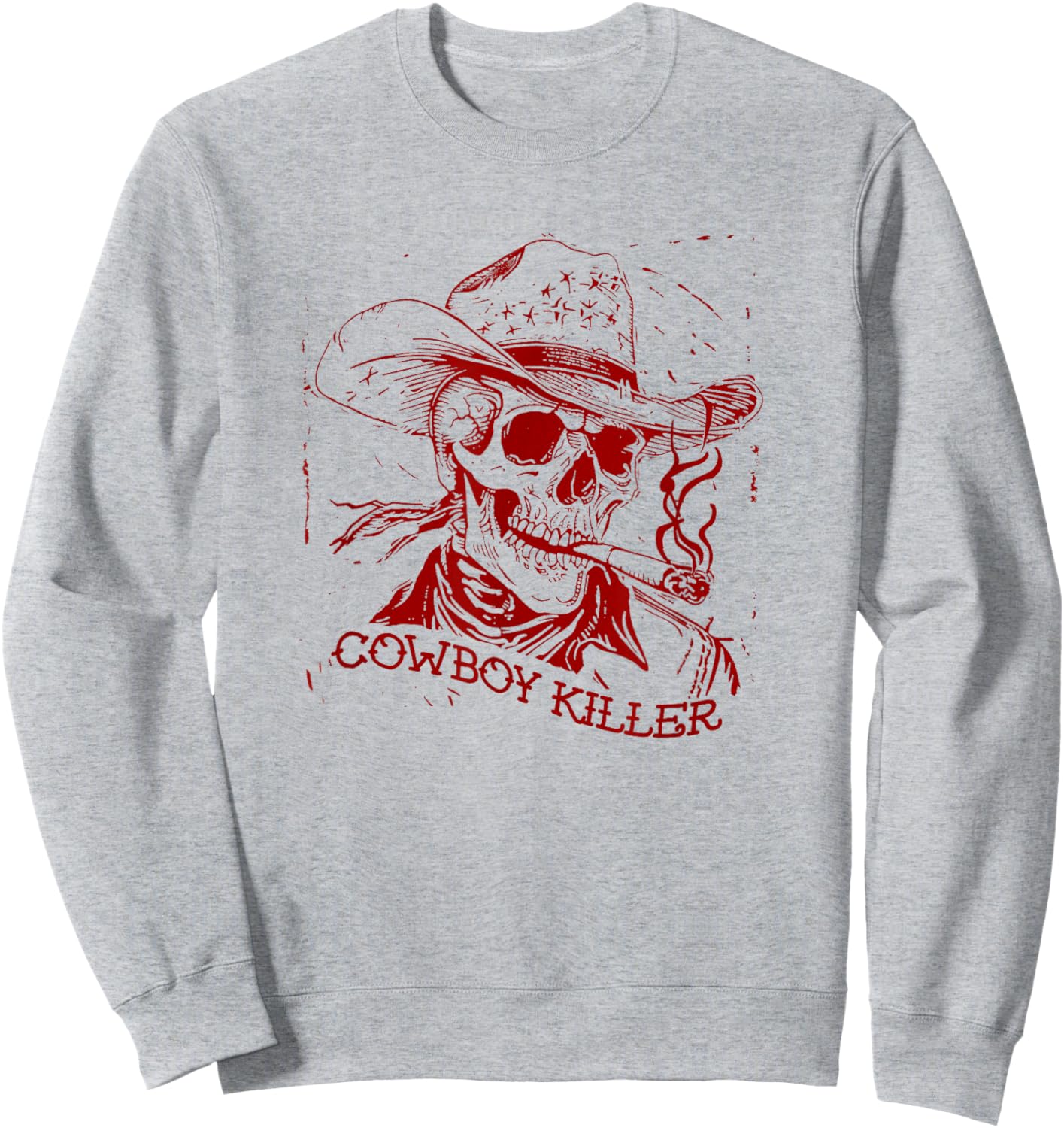 Death & Friends (Casual) Country Music & Western Killers - Cowboy Killer , Small, Grey Sweatshirt - Sweatshirt | Ash