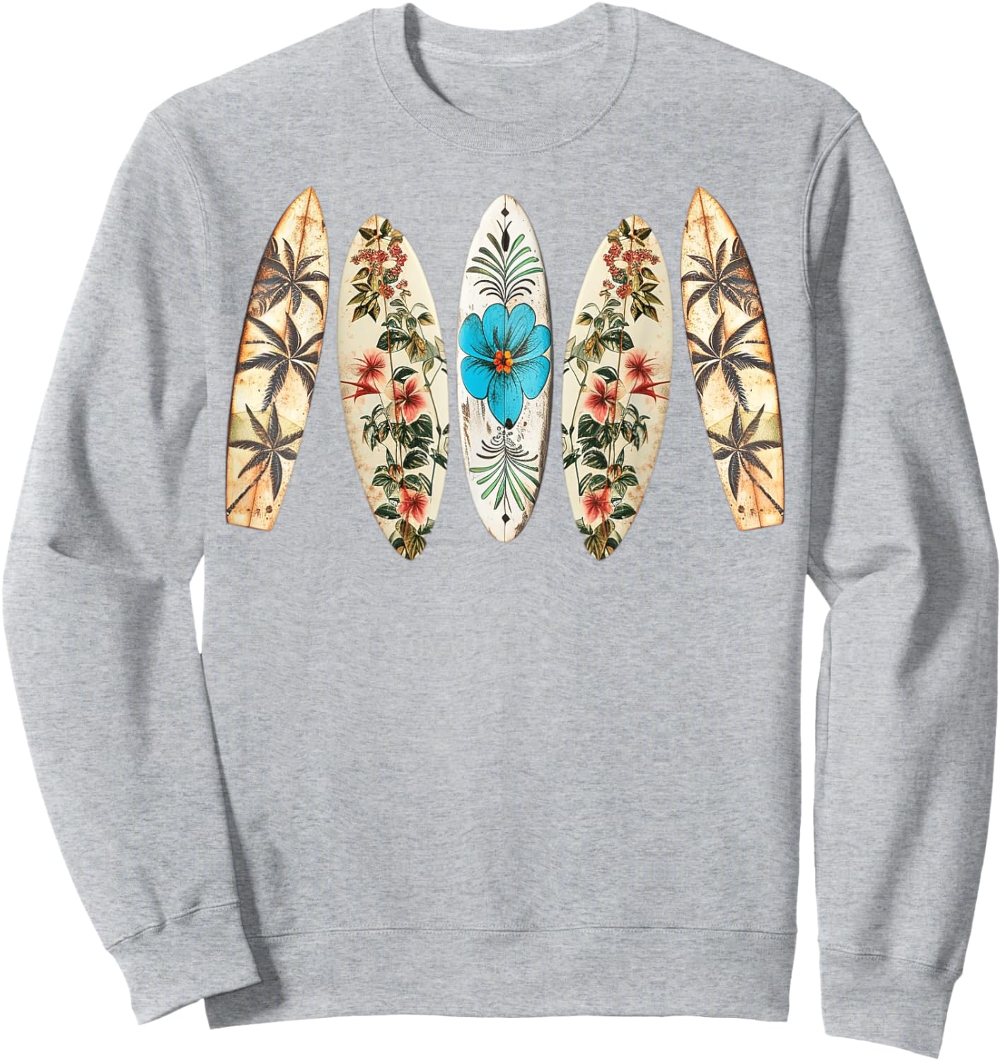 Surfing Surfboard Vintage Retro Surfboarder Beach Surfing Sweatshirt - Sweatshirt | Ash