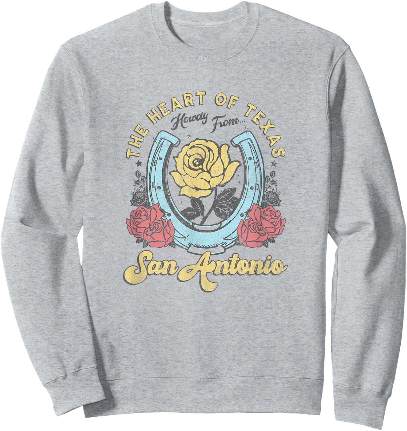 The Heart of Texas San Antonio Roses Horseshoe Sweatshirt - Sweatshirt | Ash