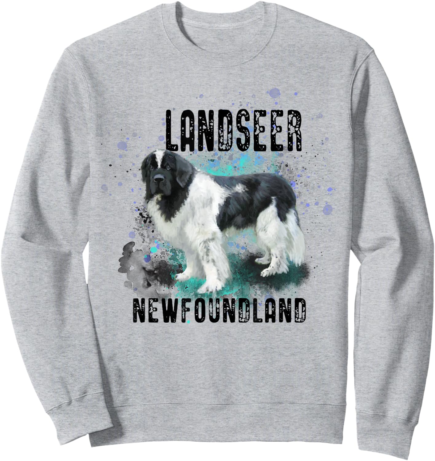 Brightly Painted Landseer Newfoundland Dog Breed Sweatshirt - Sweatshirt | Ash
