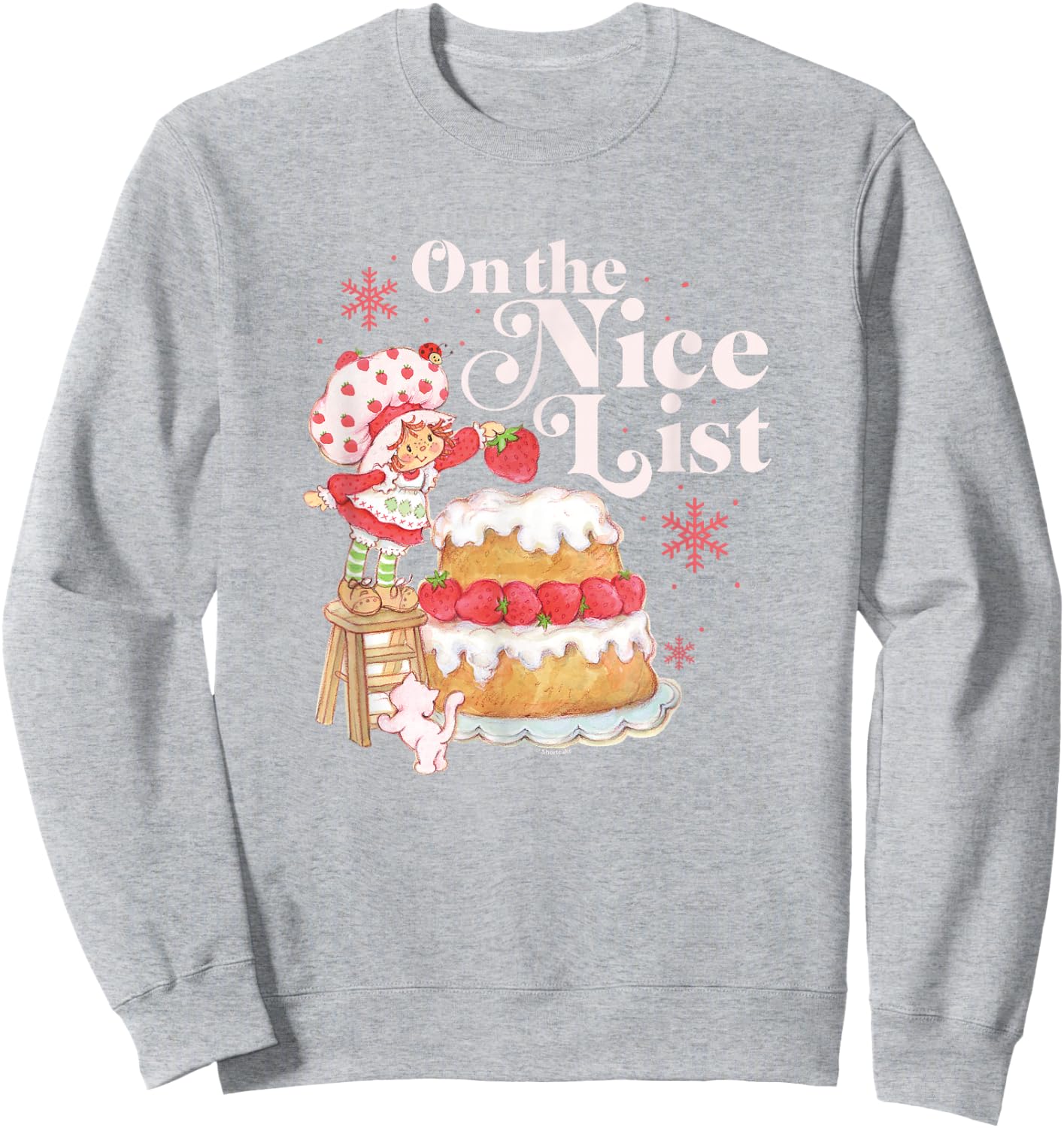 Strawberry Shortcake Christmas On The Nice List Chest Poster Sweatshirt - Sweatshirt | Ash