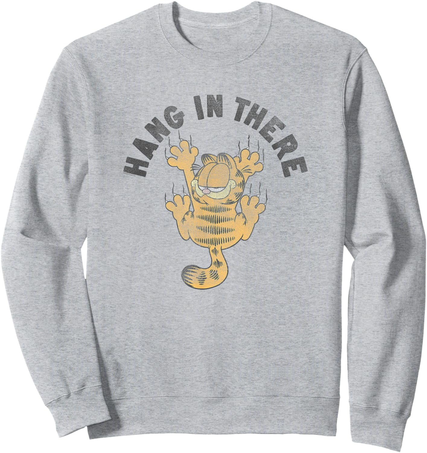 Garfield Hang in There Claw Marks Cartoon Cat Sweatshirt - Sweatshirt | Ash