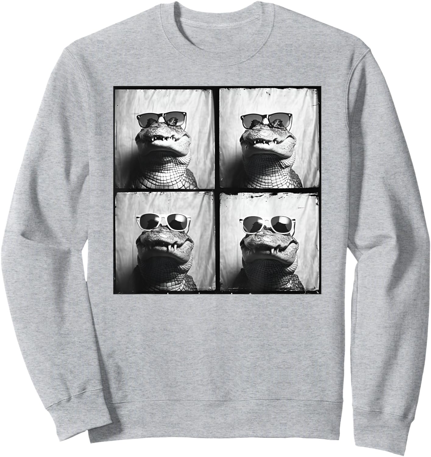 Crocodile Wearing Sunglasses Quirky Alligator Funny Animal Sweatshirt - Sweatshirt | Ash
