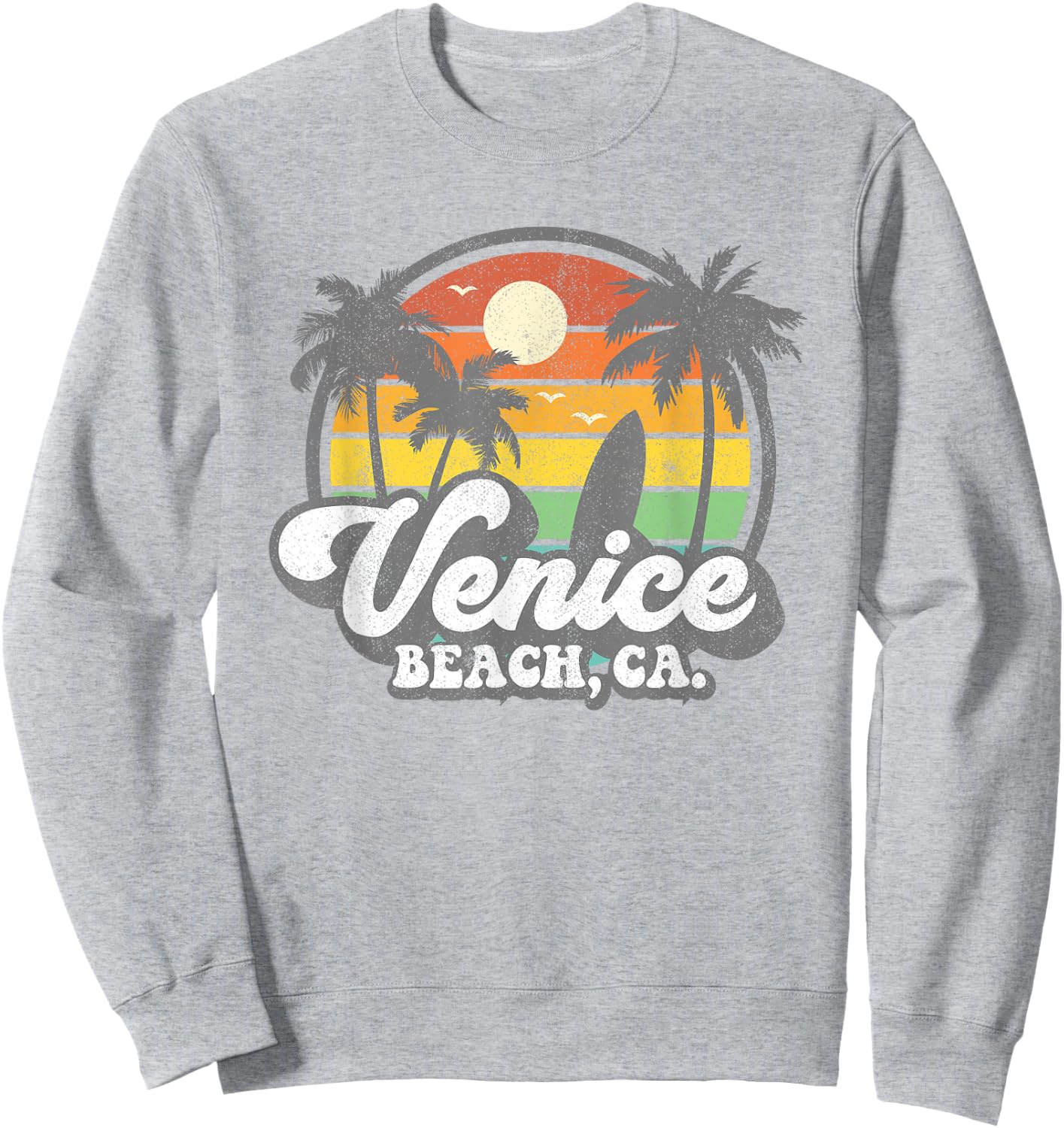 Vintage Venice Beach California CA Surfing Retro Surf Gift Sweatshirt - Sweatshirt | Ash