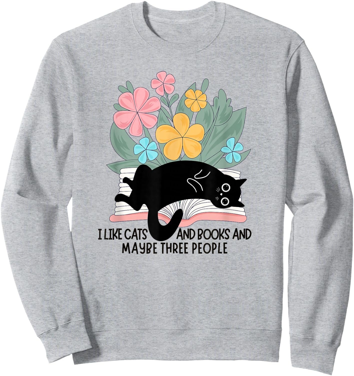 Funny Cat Meme I Like Cats And Books And Maybe Three People Sweatshirt - Sweatshirt | Ash