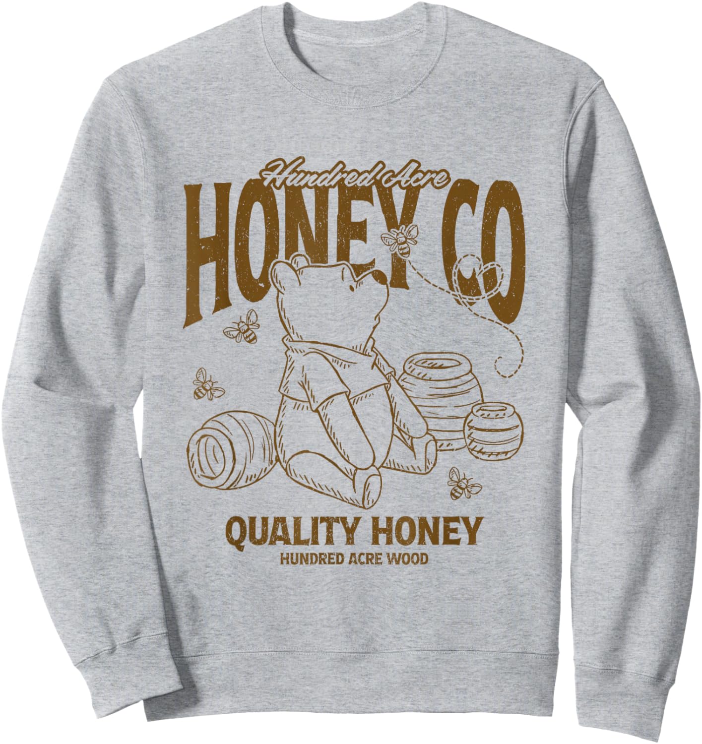 Disney Winnie the Pooh Hundred Acre Honey Co Big Chest Logo Sweatshirt - Sweatshirt | Ash
