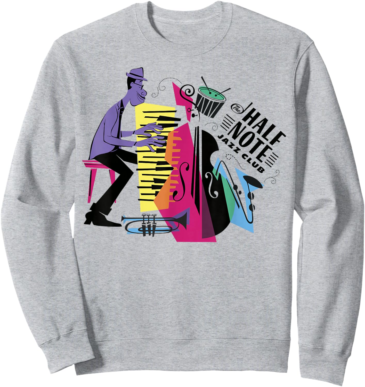 Disney Pixar Soul Half Note Jazz Club Collage Logo Sweatshirt - Sweatshirt | Ash