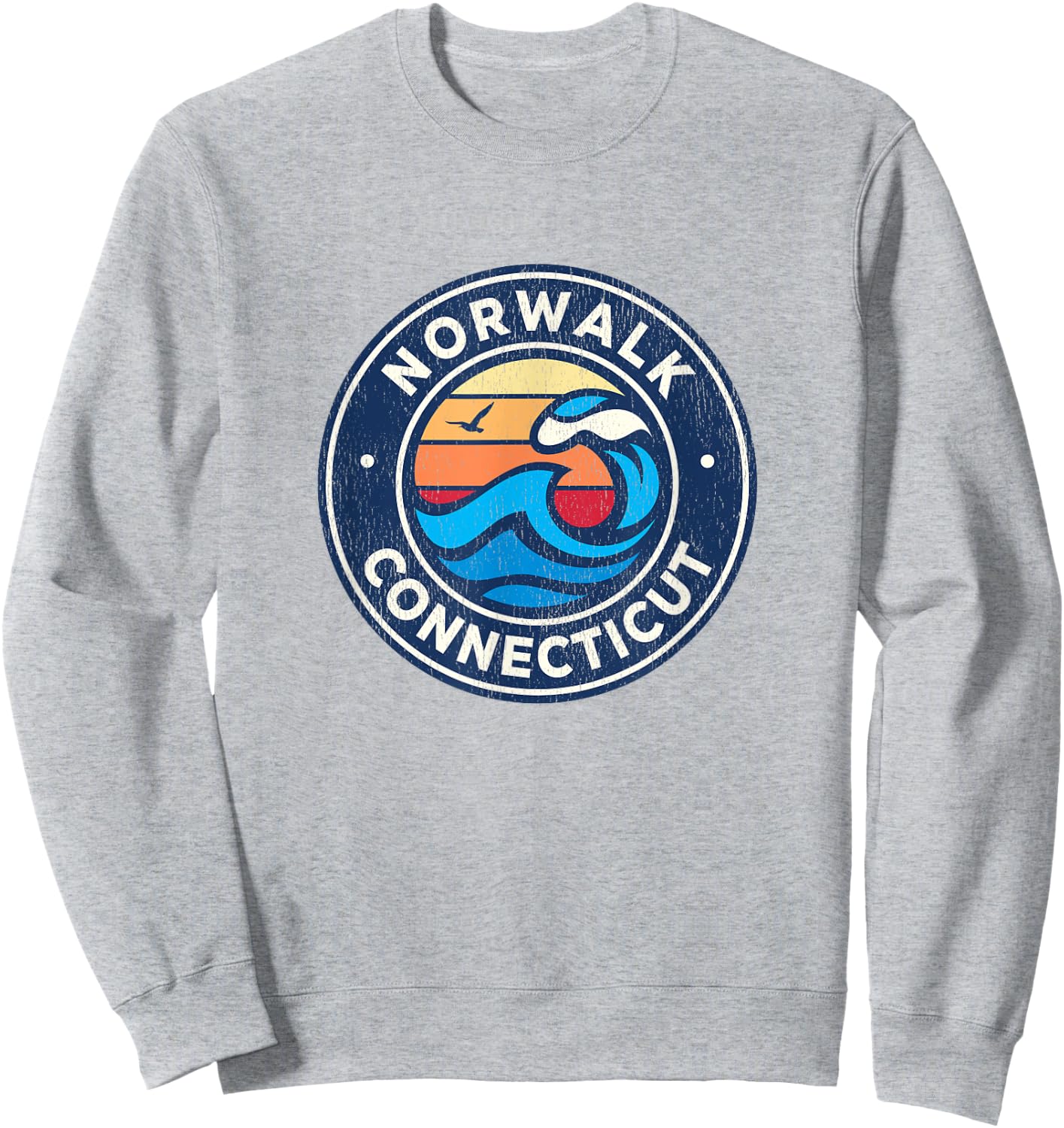 Norwalk Connecticut CT Vintage Nautical Waves Design Sweatshirt - Sweatshirt | Ash