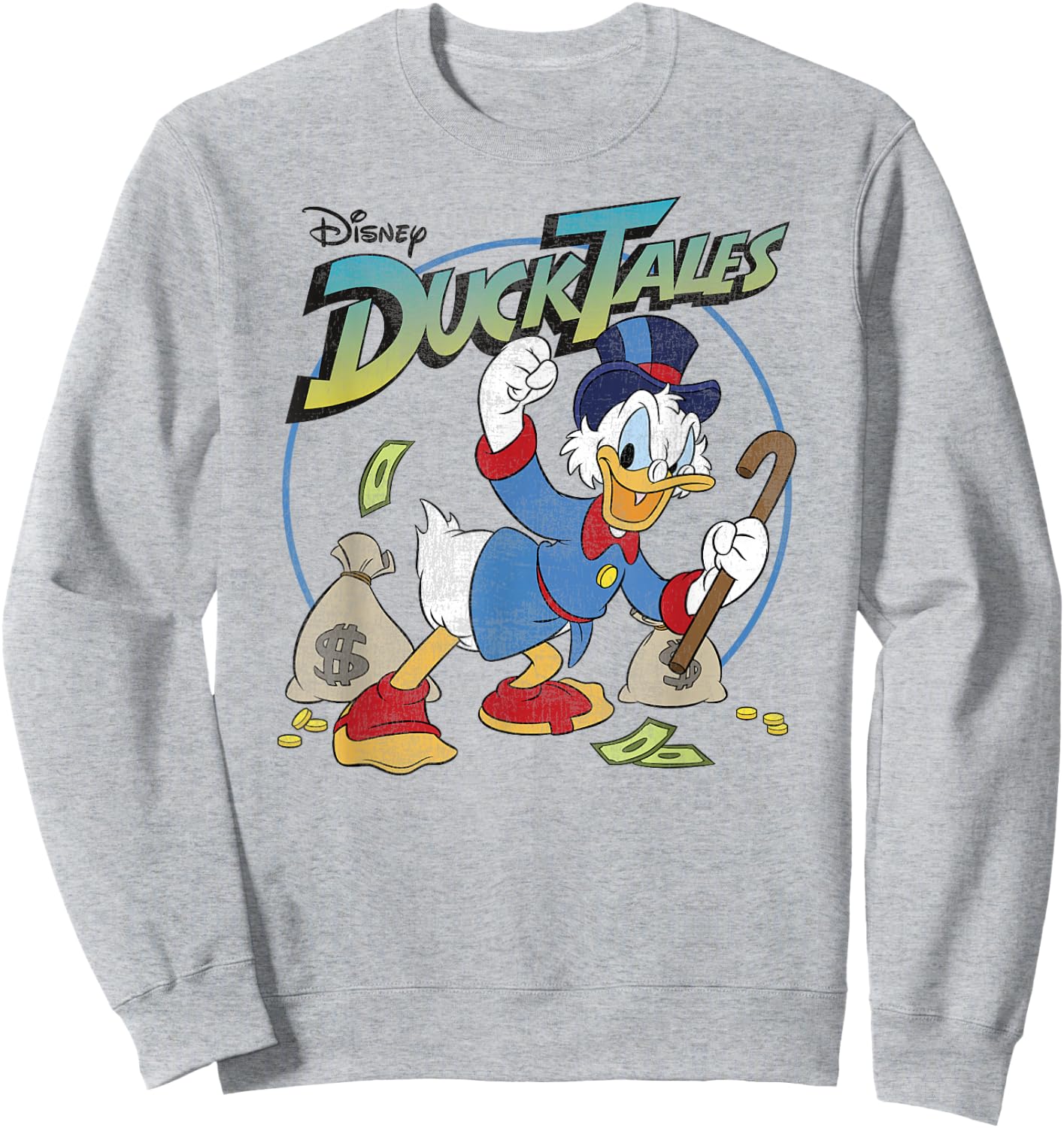 Disney DuckTales Scrooge McDuck With Money Bags Logo Sweatshirt - Sweatshirt | Ash