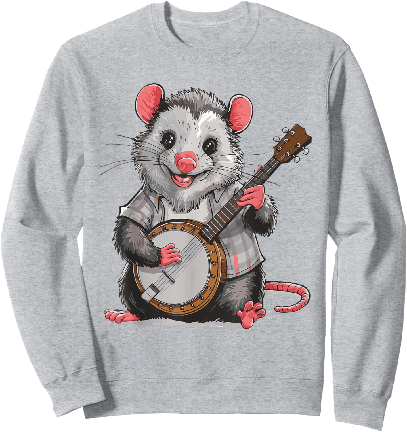 Opossum Playing Banjo Sweatshirt - Sweatshirt | Ash